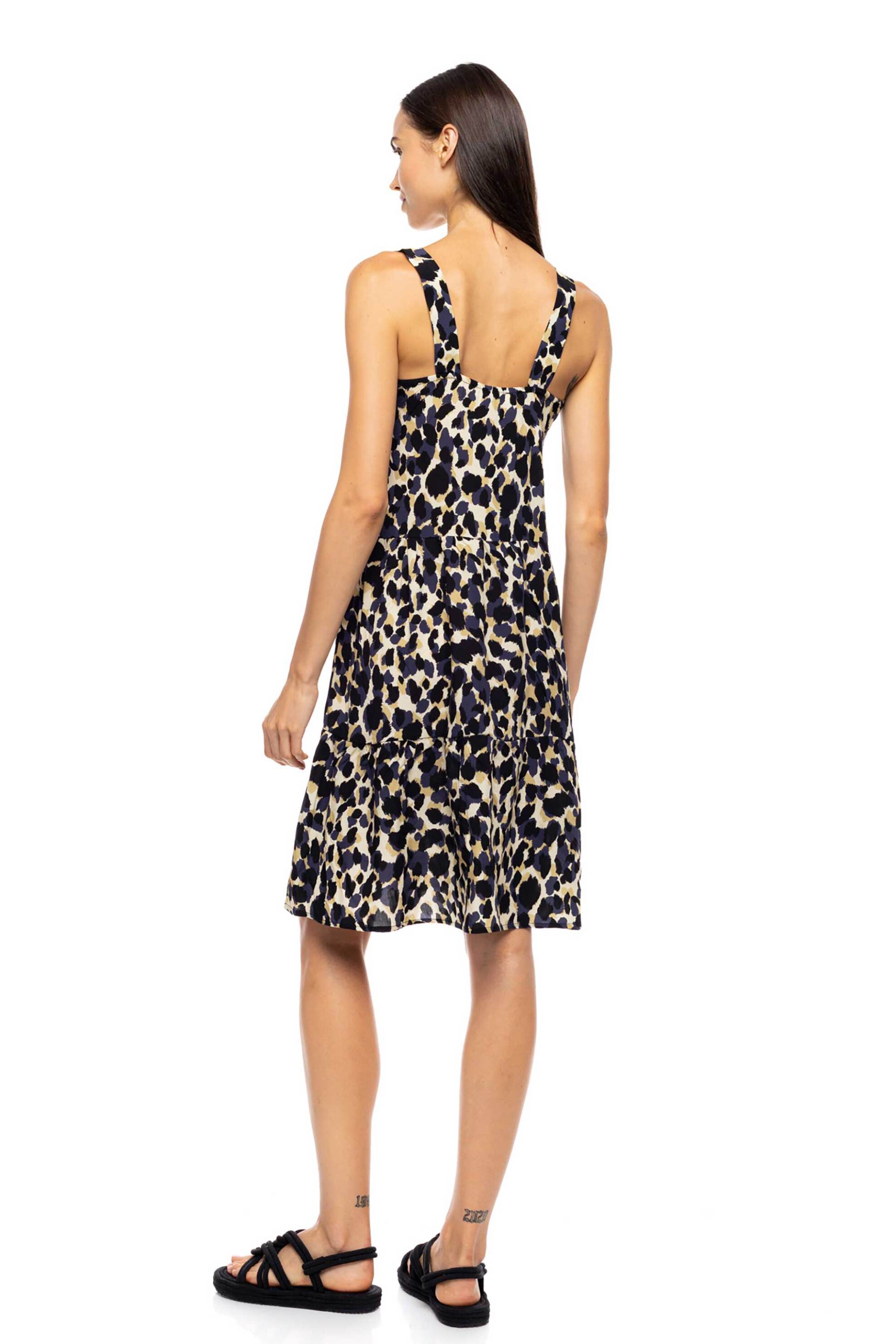 Pink Label Γυναικείο Φόρεμα Παραλίας με Animal Print Yellow Leopard - B705 Κίτρινο