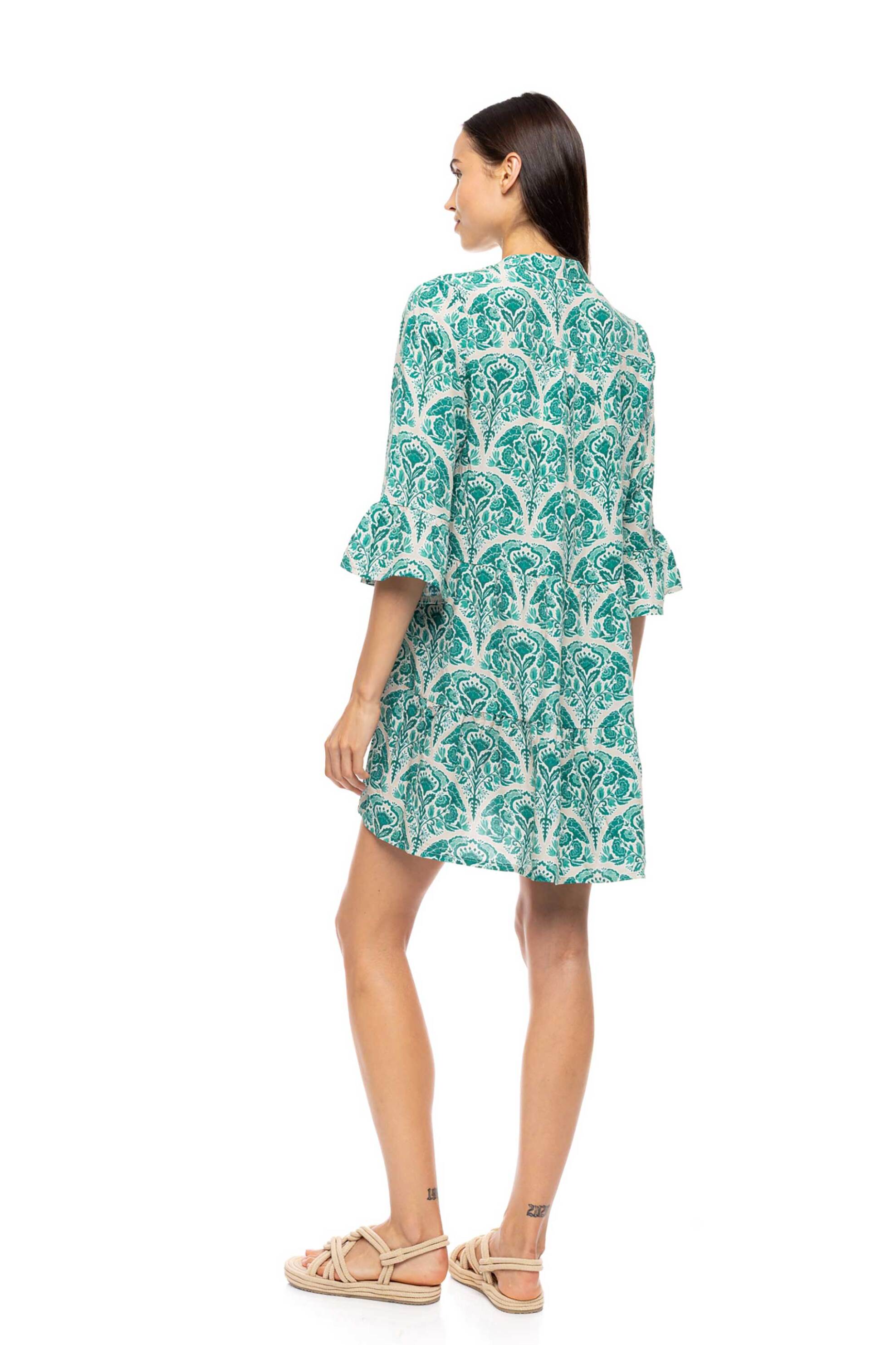 PINK LABEL Pink Label γυναικείο φόρεμα παραλίας με print "La Palma" - B734 Πράσινο Aqua - 3