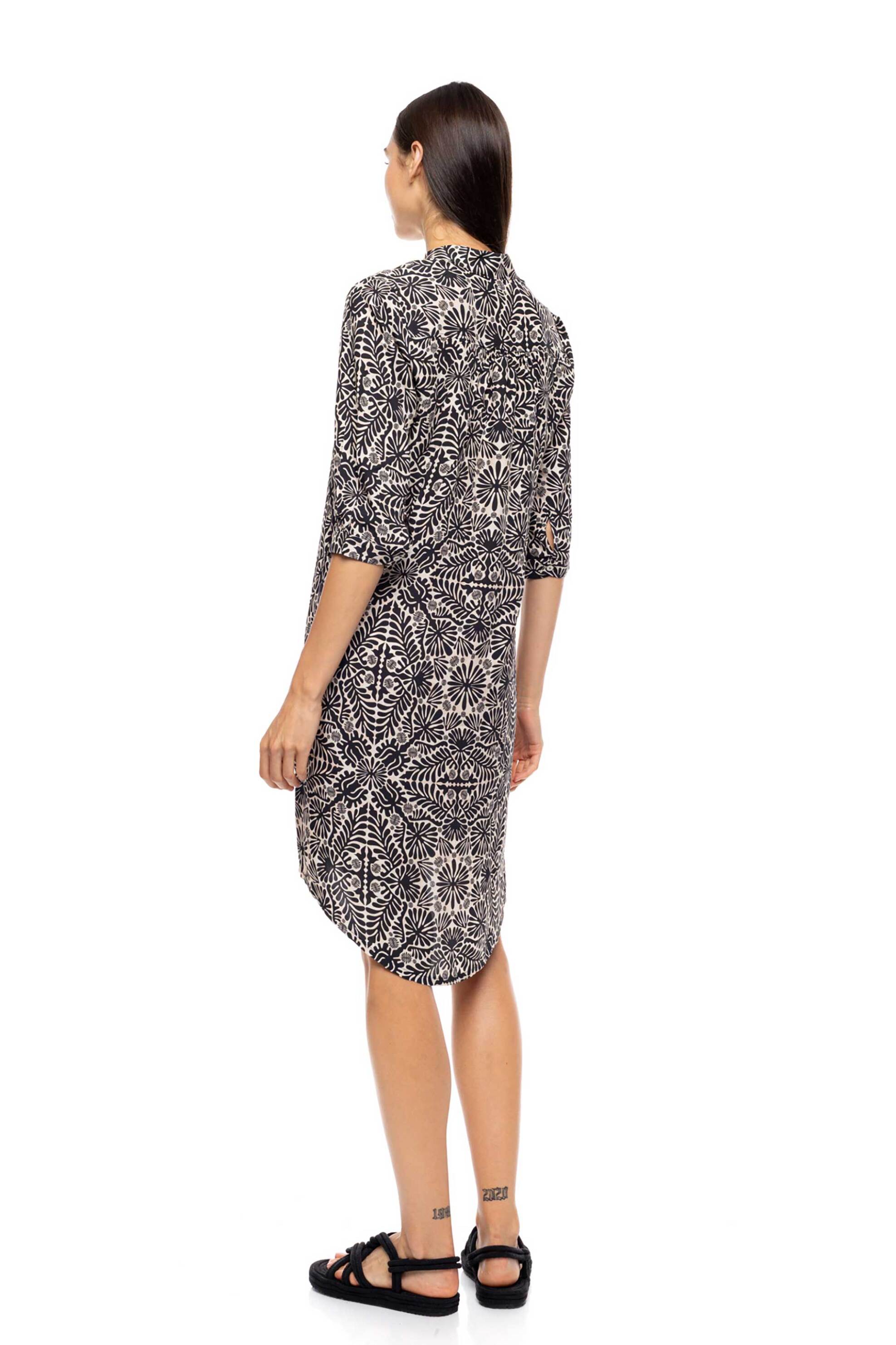 Pink Label Γυναικείο Φόρεμα Παραλίας με Print Sand Tropical Cameo - B754 Μαύρο