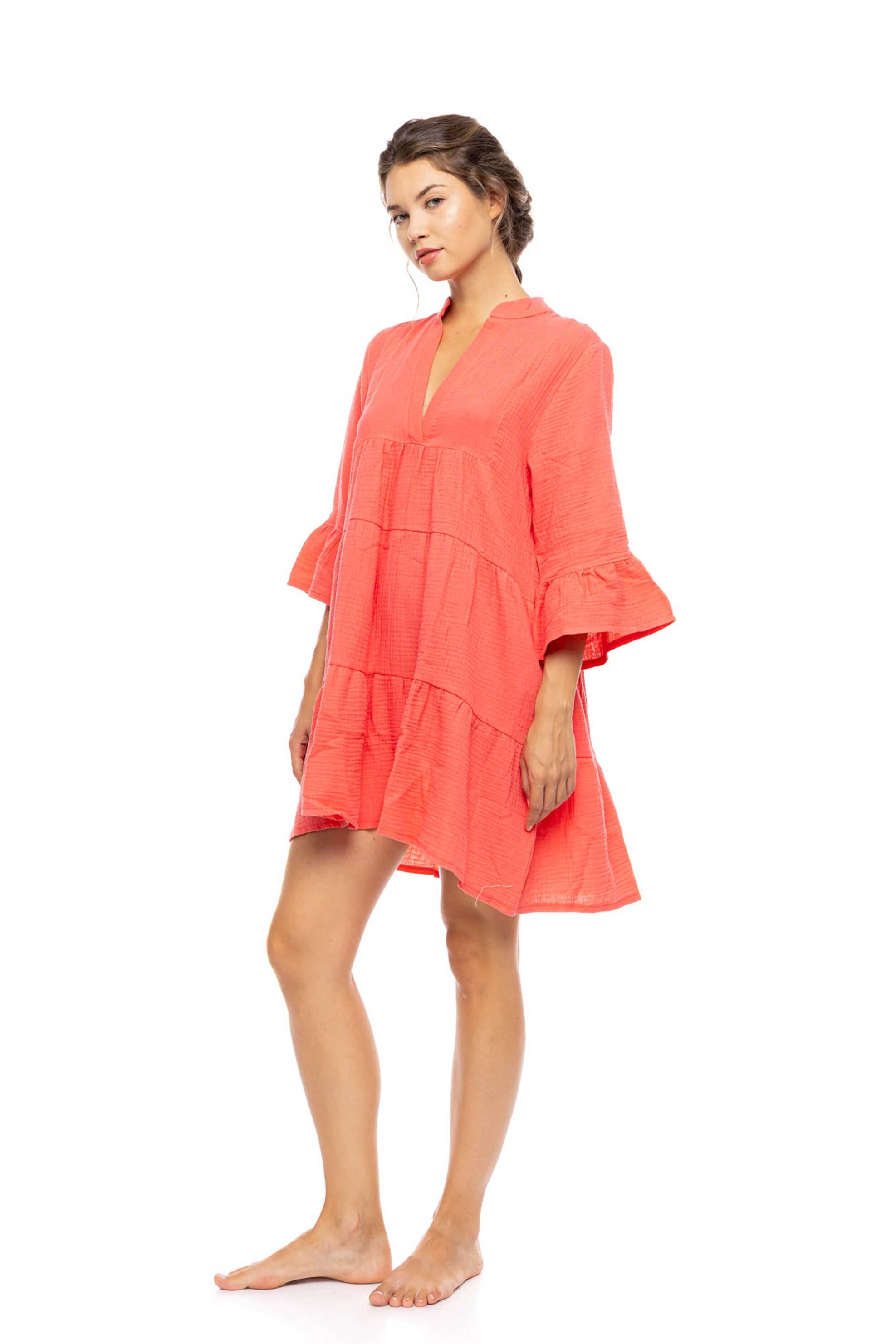 PINK LABEL Pink Label γυναικείο φόρεμα παραλίας μονόχρωμο - BN-320 Φούξια - 2