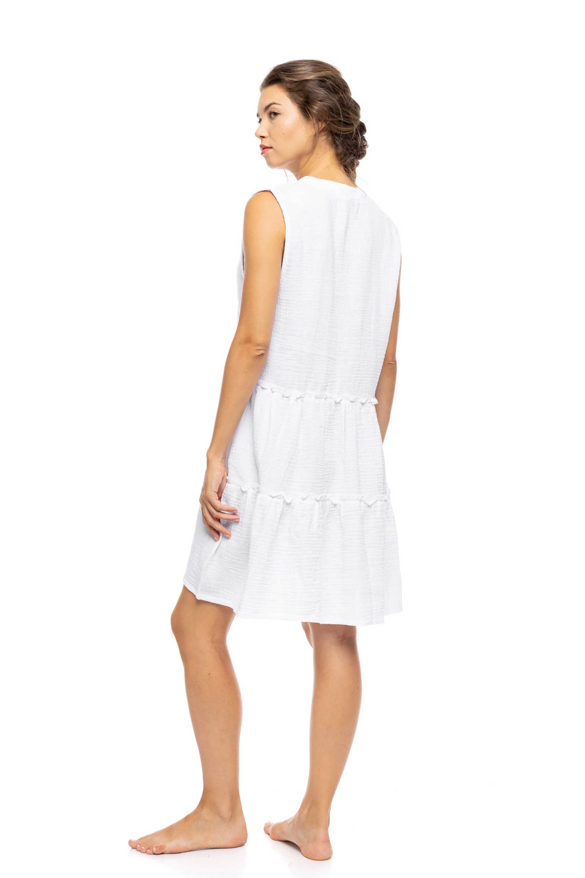PINK LABEL Pink Label γυναικείο φόρεμα παραλίας αμάνικο - BN-321 Λευκό - 2