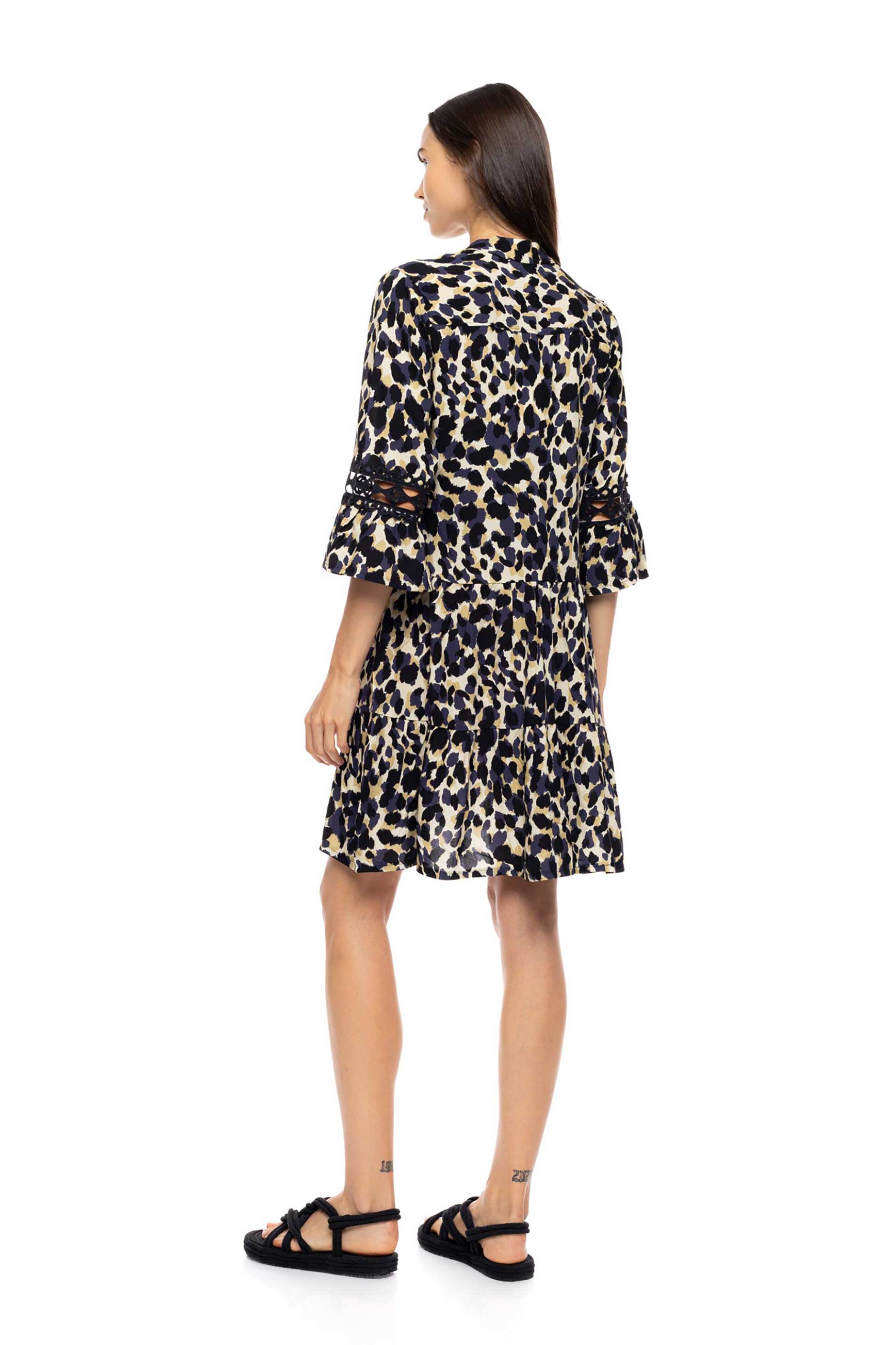 Pink Label γυναικείο φόρεμα παραλίας με animal print "Yellow Leopard" - B699 Κίτρινο