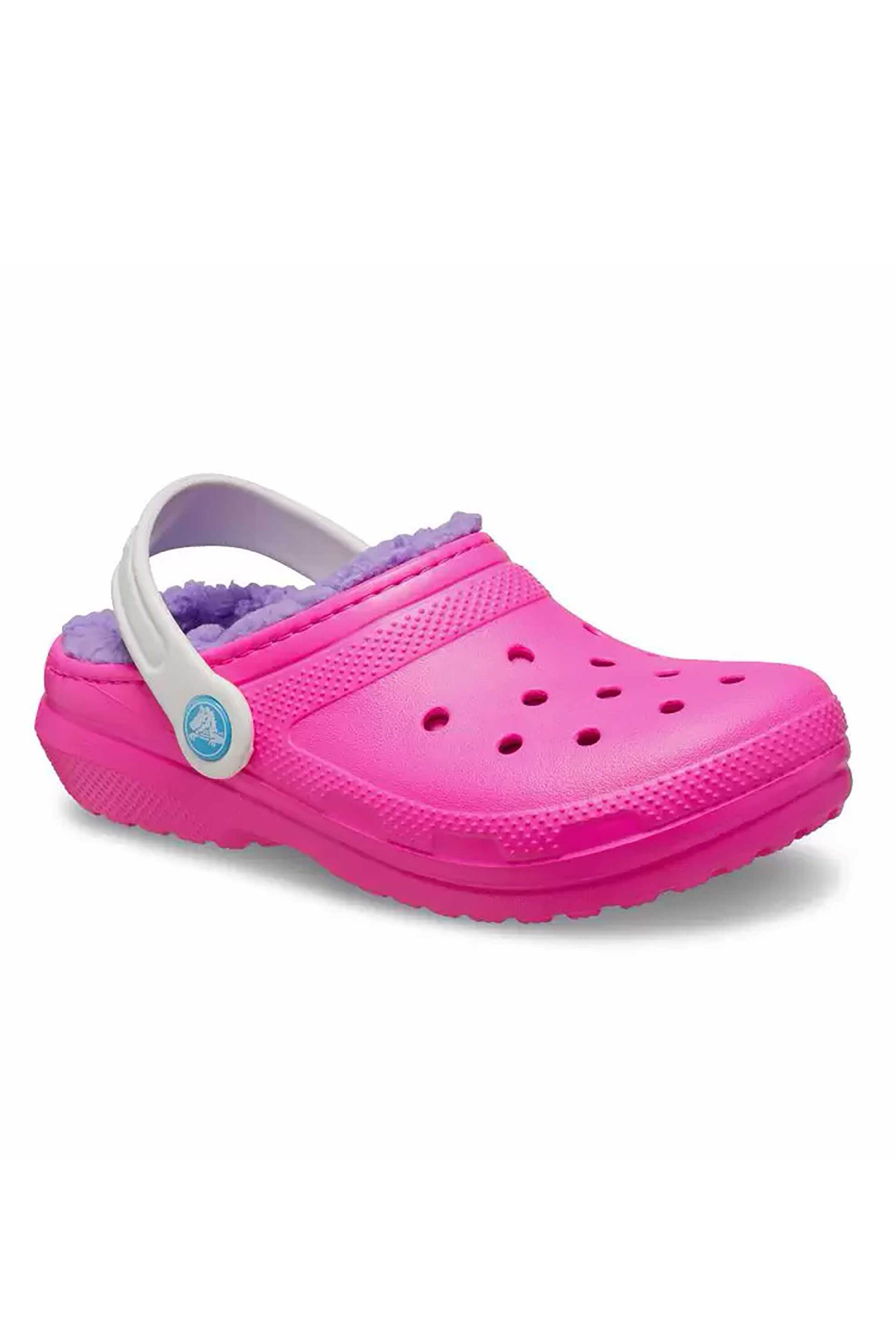 Crocs παιδικά clogs με επένδυση από faux γούνα "Classic Lined" - E66028 Φούξια φωτογραφία