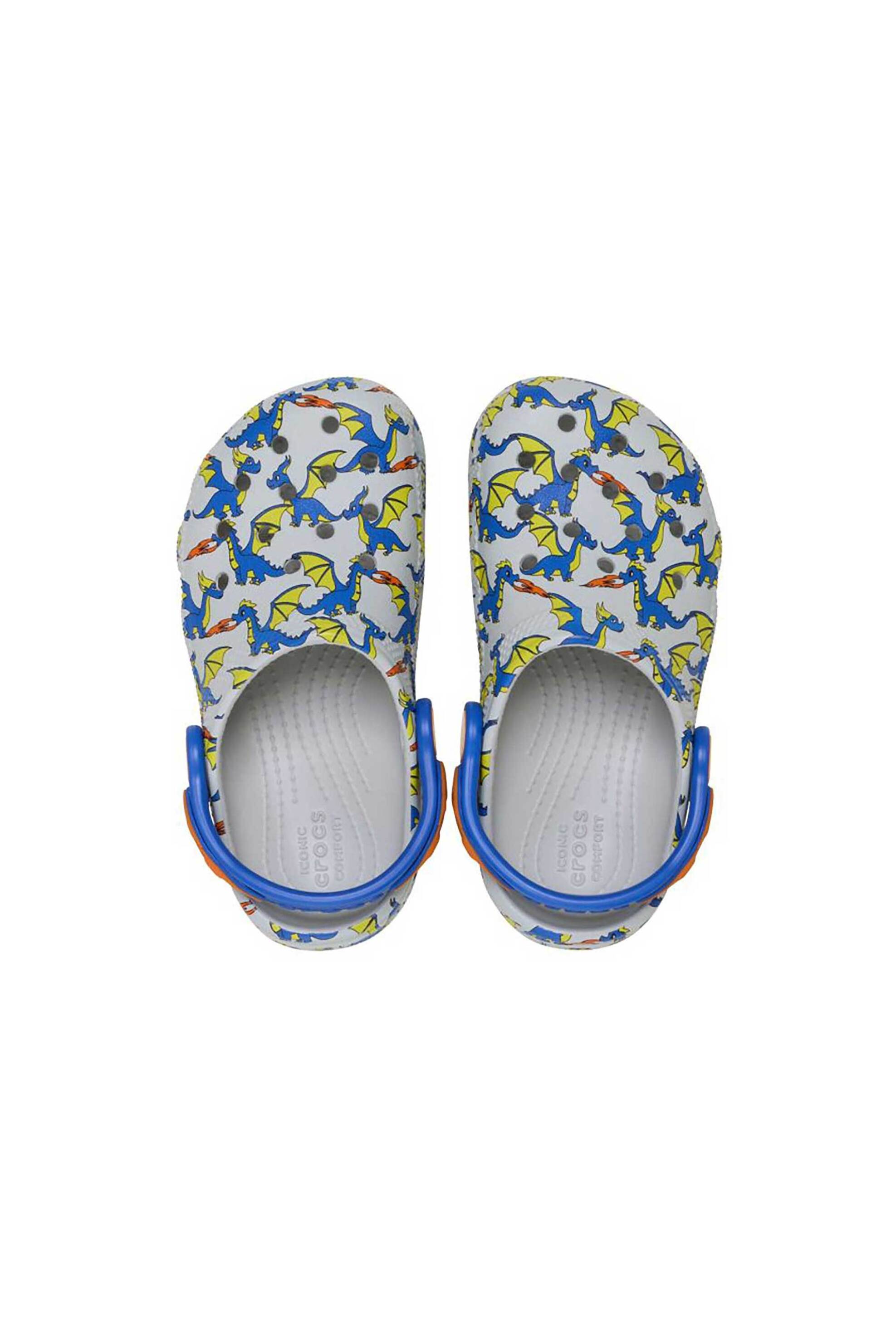 Crocs βρεφικά clogs “Classic Dragon Graphic Clog T” – E79899 Λευκό – Μπλε