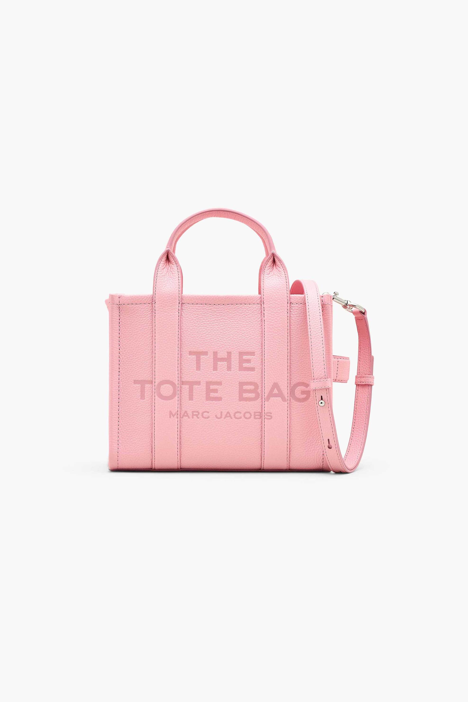 Marc Jacobs γυναικεία δερμάτινη τσάντα χειρός με logo print "The Small Tote" - H009L01SP21 Φούξια