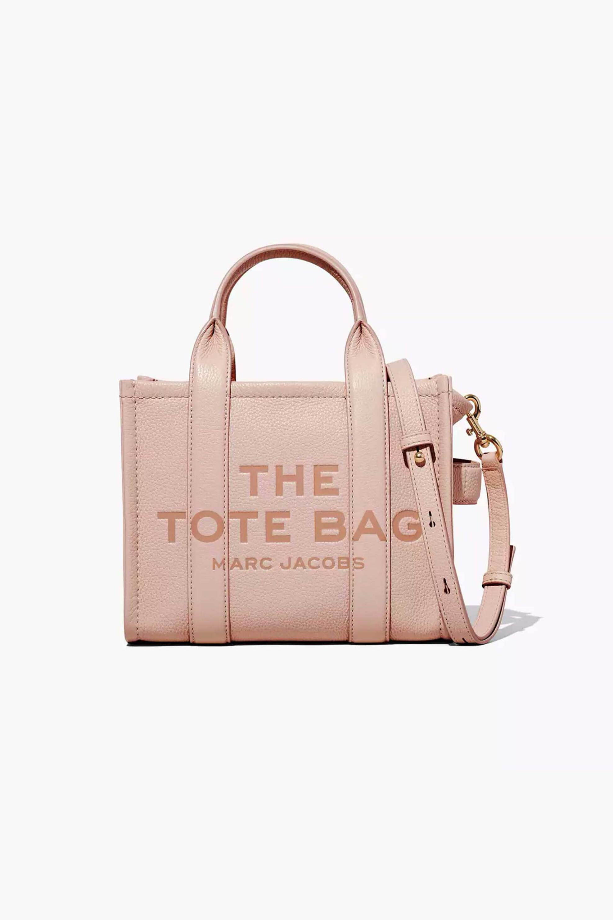 MARC JACOBS Marc Jacobs γυναικεία δερμάτινη τσάντα χειρός με logo print "The Small Tote" - H009L01SP21 Ροζ Ανοιχτό