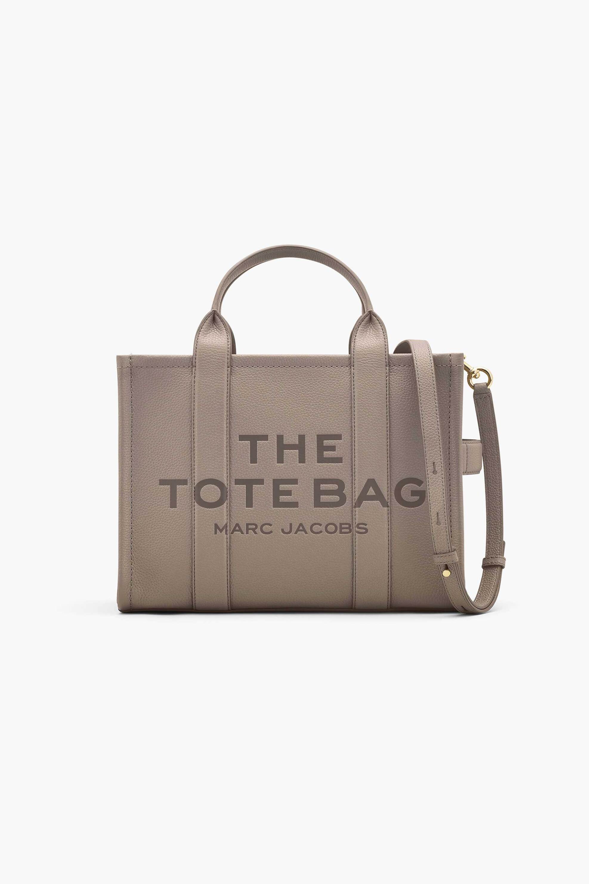 MARC JACOBS Marc Jacobs γυναικεία δερμάτινη τσάντα χειρός με logo print "The Medium Tote" - H004L01PF21 Μπεζ