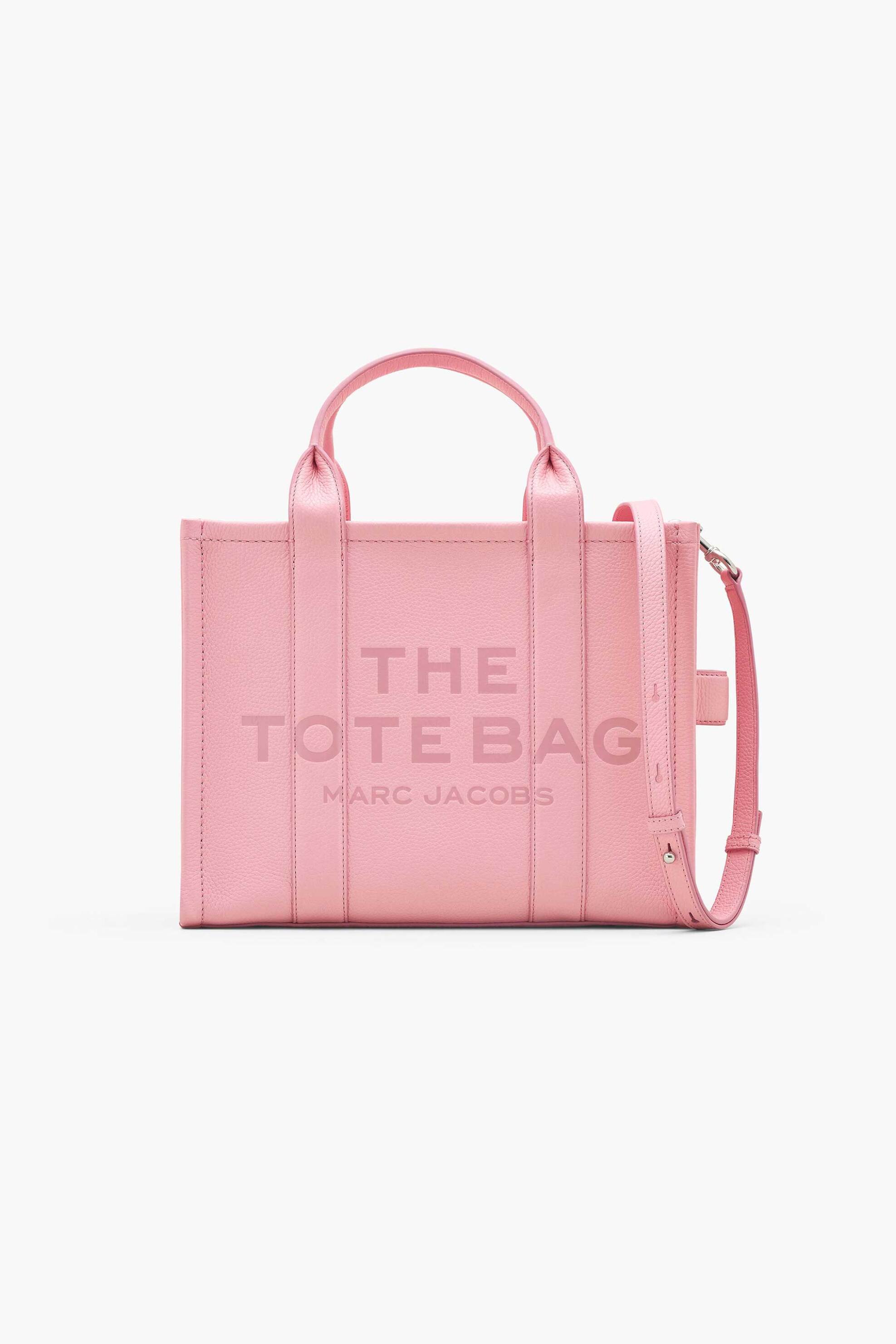 Marc Jacobs γυναικεία δερμάτινη τσάντα χειρός με logo print "The Medium Tote" - H004L01PF21 Φούξια