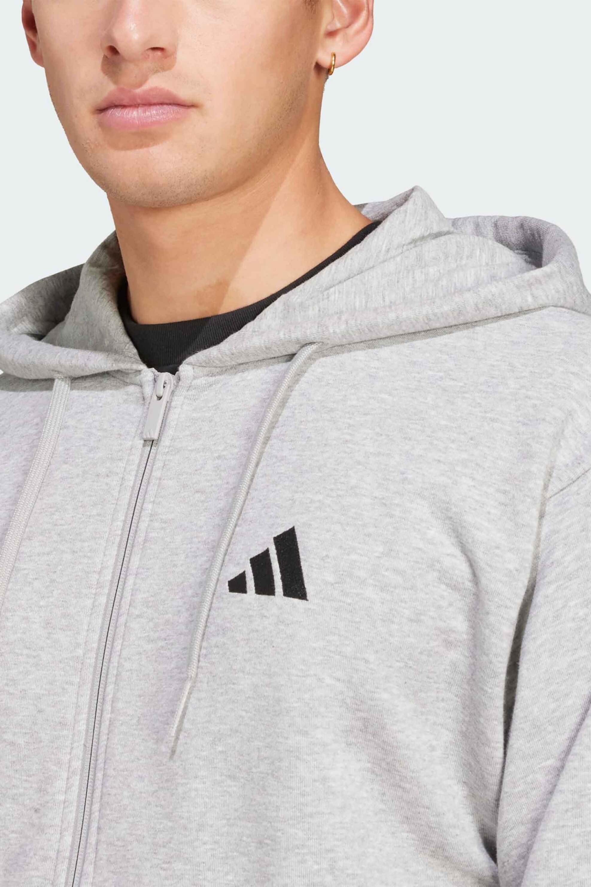 Adidas ανδρική ζακέτα φούτερ Regular Fit "Essentials 3-Stripes French Terry" - JE6338 Γκρι φωτογραφία