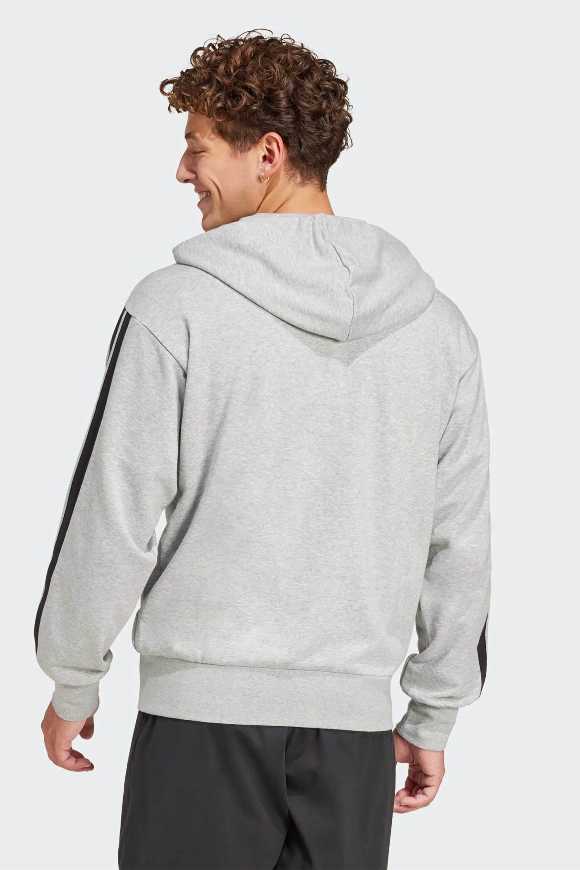 Adidas Ανδρική Ζακέτα Φούτερ Regular Fit Essentials 3-Stripes French Terry - Je6338 Γκρι