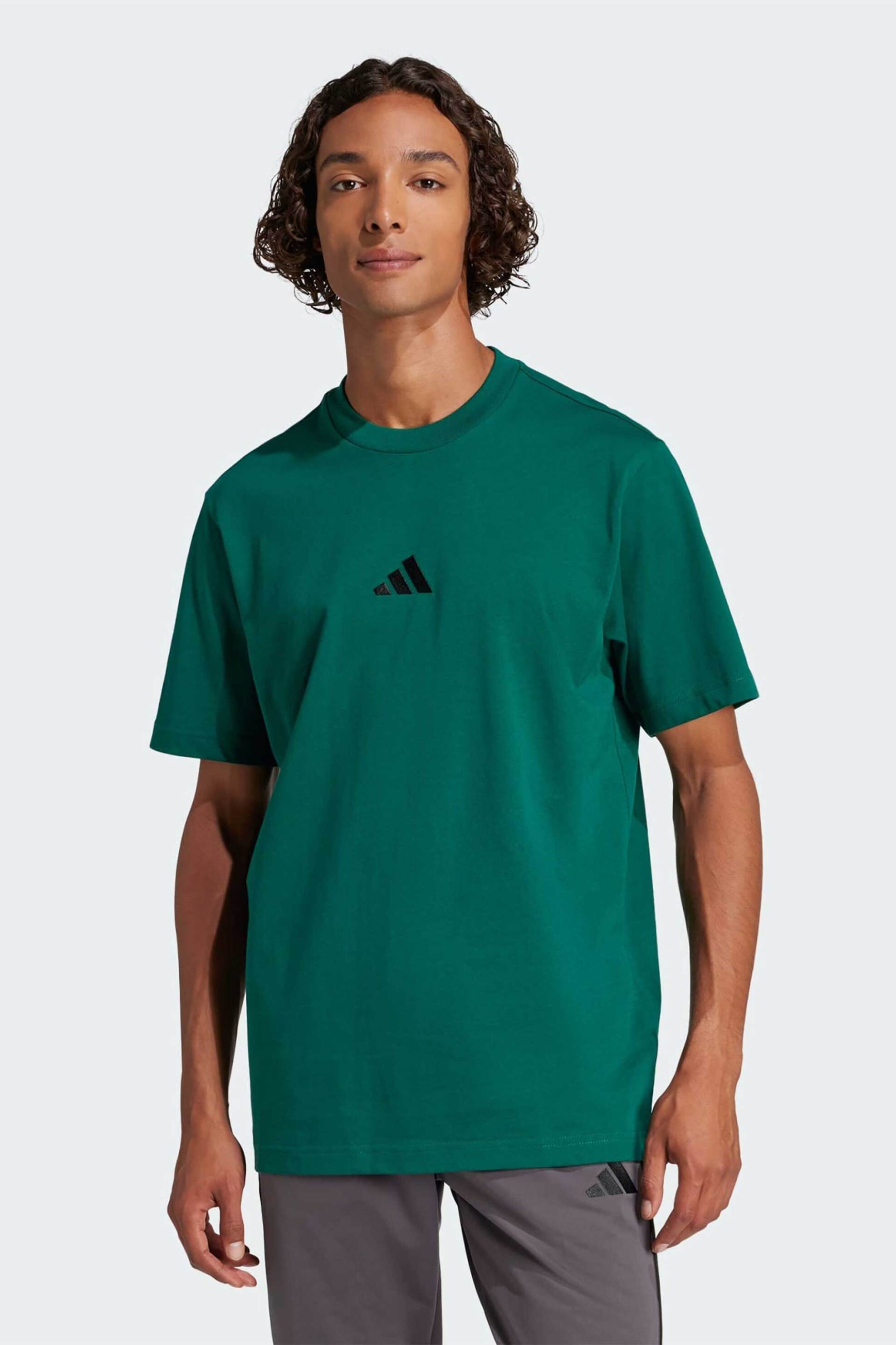 ADIDAS Adidas ανδρικό T-shirt Regular Fit "Essentials Small Logo" - JF1096 Πράσινο