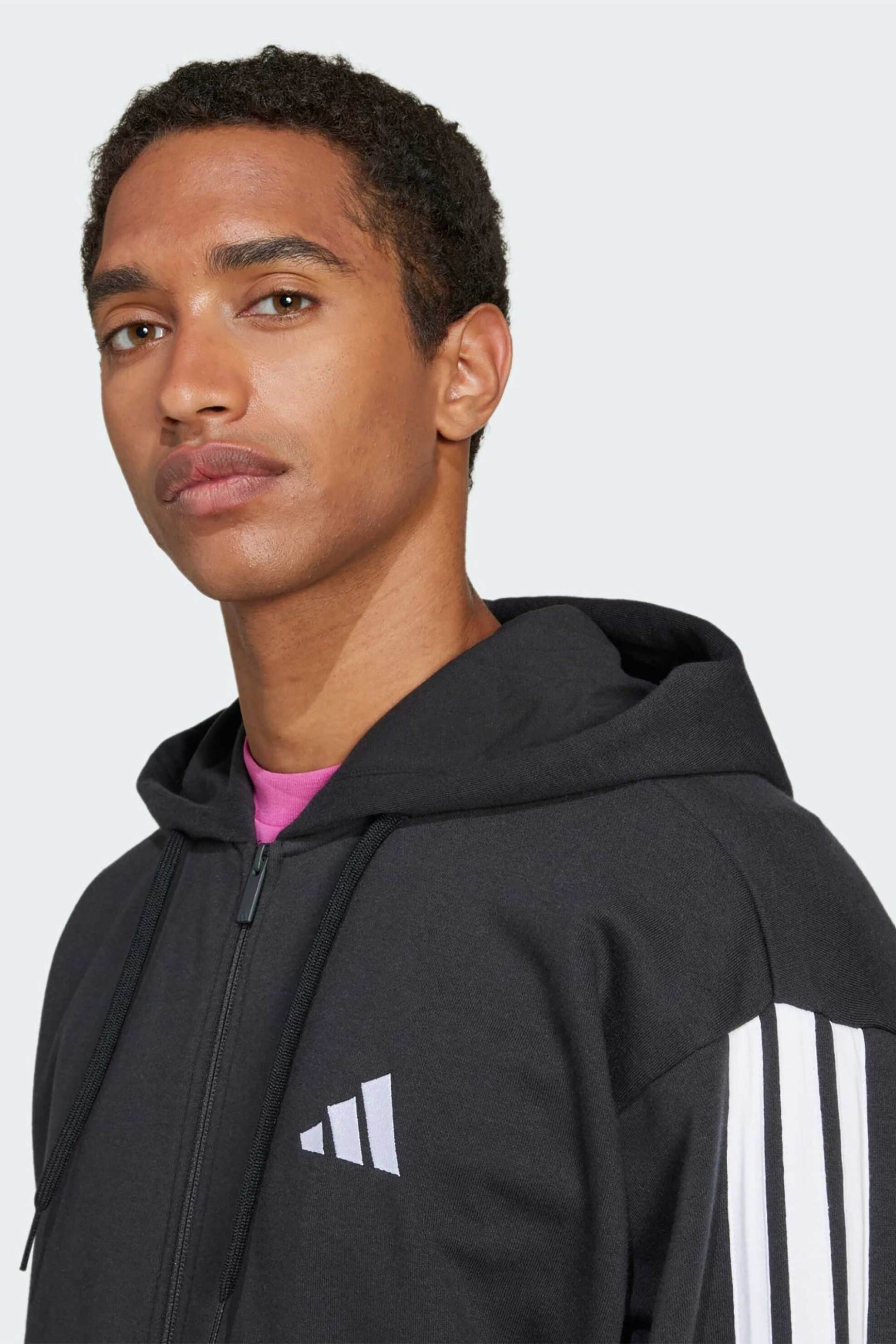 Adidas ανδρική ζακέτα φούτερ Regular Fit "Essentials 3-Stripes French Terry" - JD1877 Μαύρο φωτογραφία