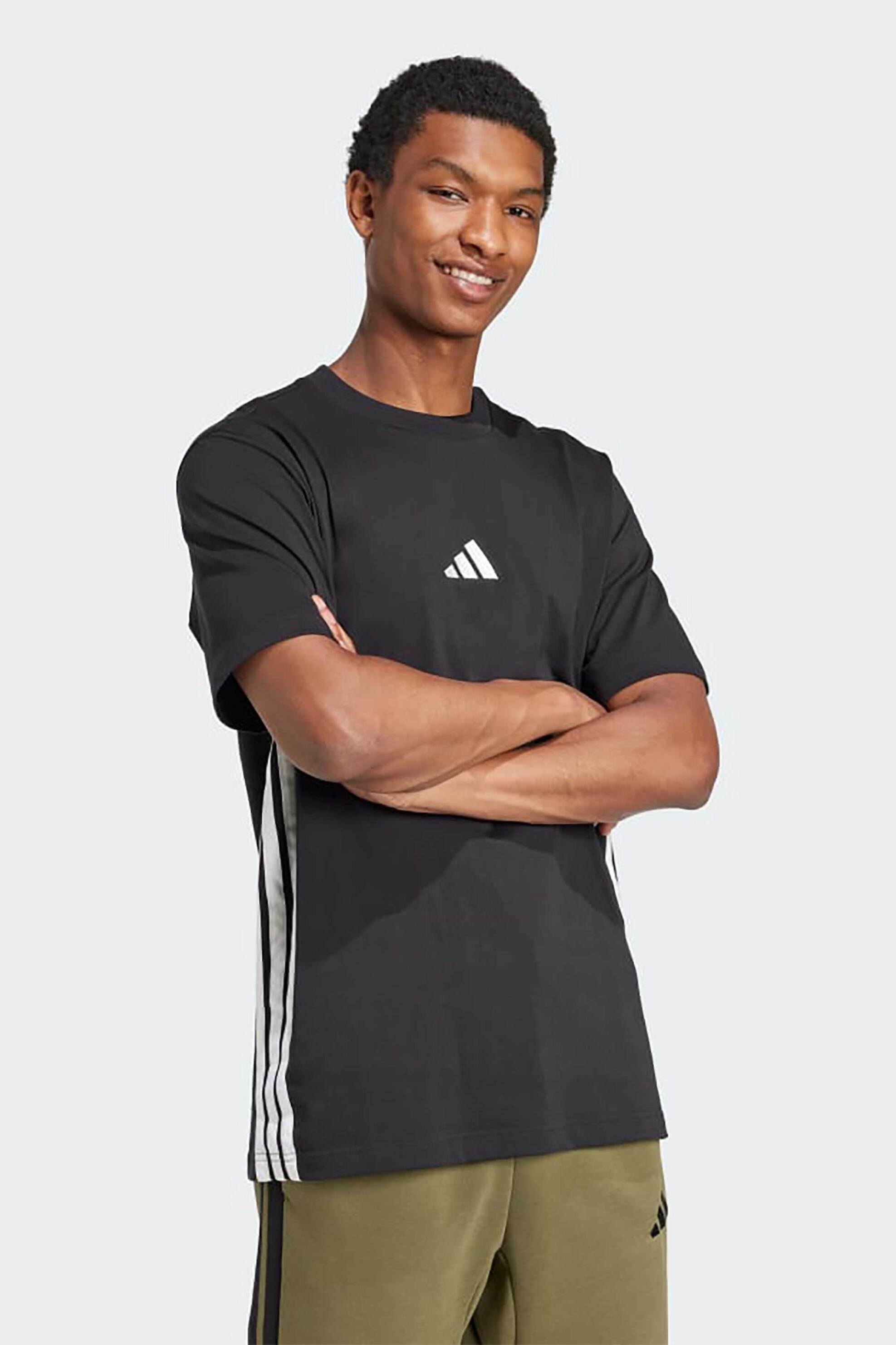 ADIDAS Adidas ανδρικό T-shirt Regular Fit "Essentials 3-Stripes" - JD1906 Μαύρο
