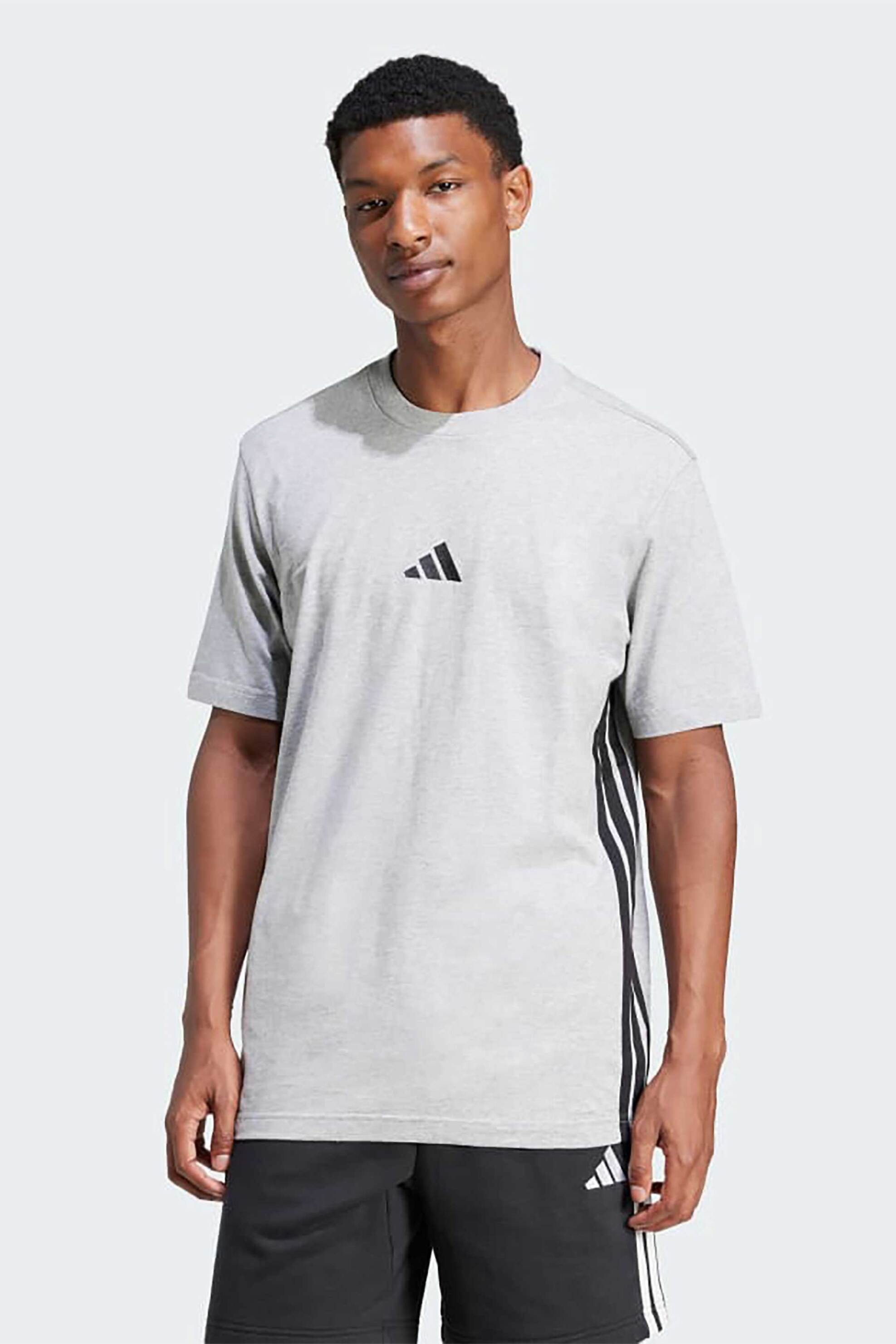 ADIDAS Adidas ανδρικό T-shirt Regular Fit "Essentials 3-Stripes" - JE6396 Γκρι