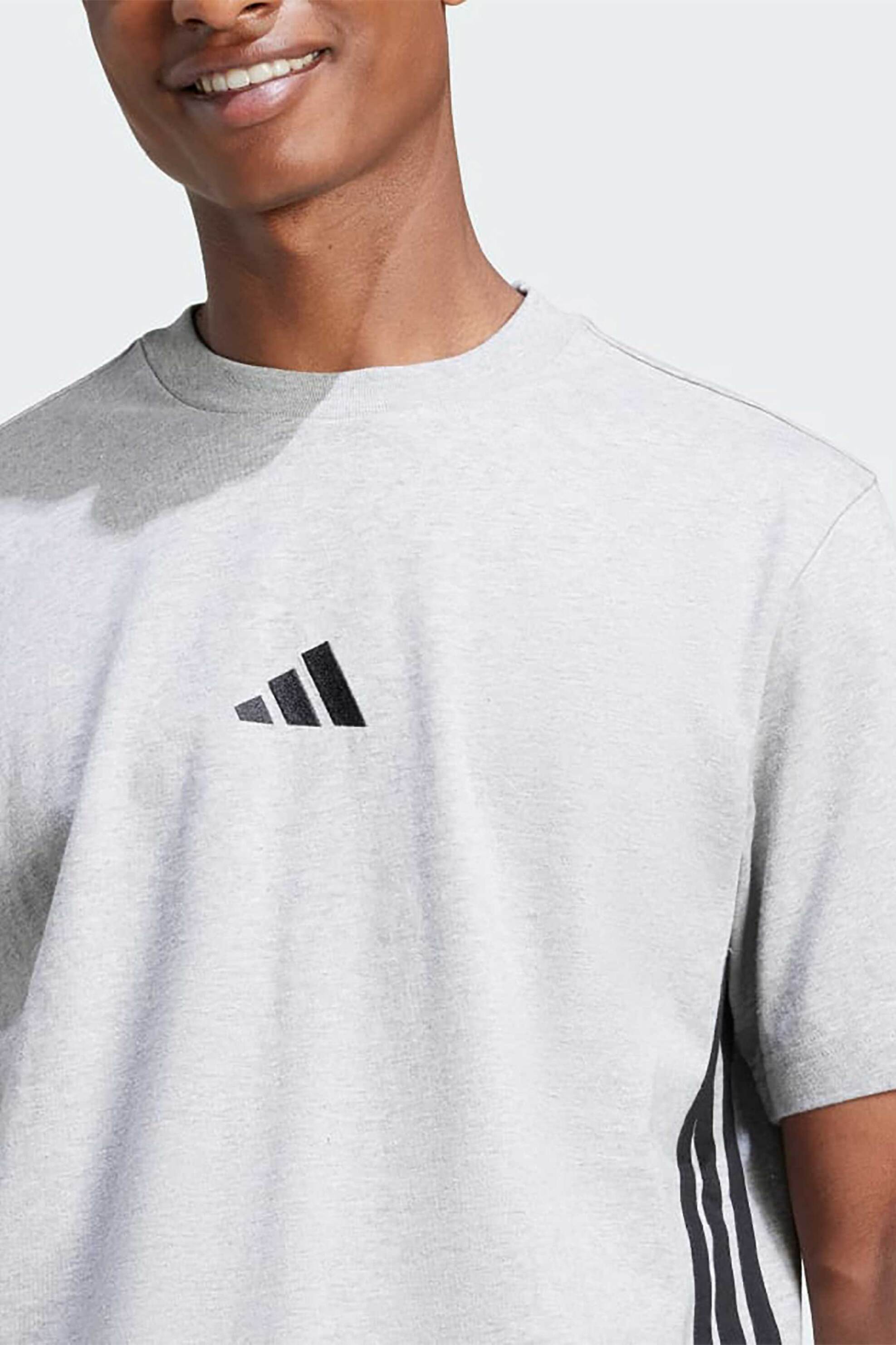 Adidas ανδρικό T-shirt Regular Fit "Essentials 3-Stripes" - JE6396 Γκρι φωτογραφία
