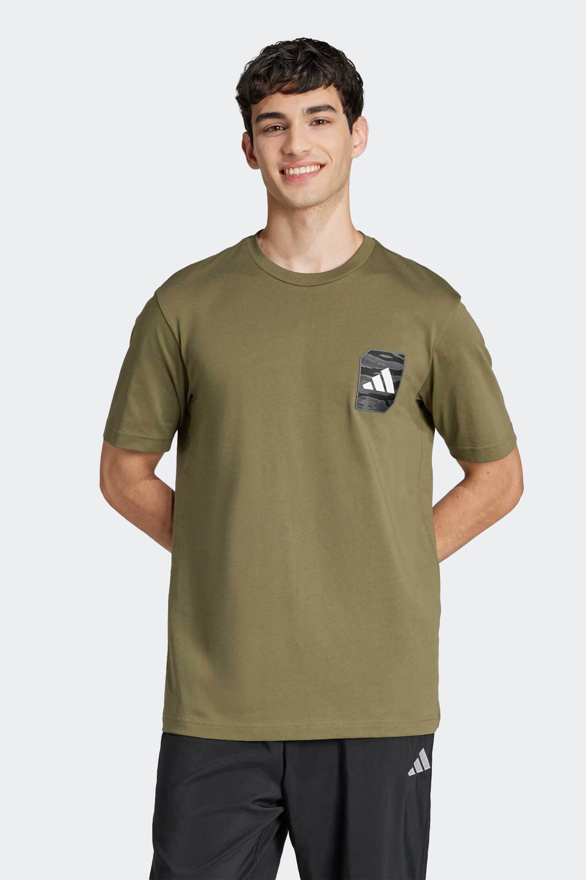 ADIDAS Adidas ανδρικό T-shirt Regular Fit "Camo Woven Graphic" - JI6759 Λαδί