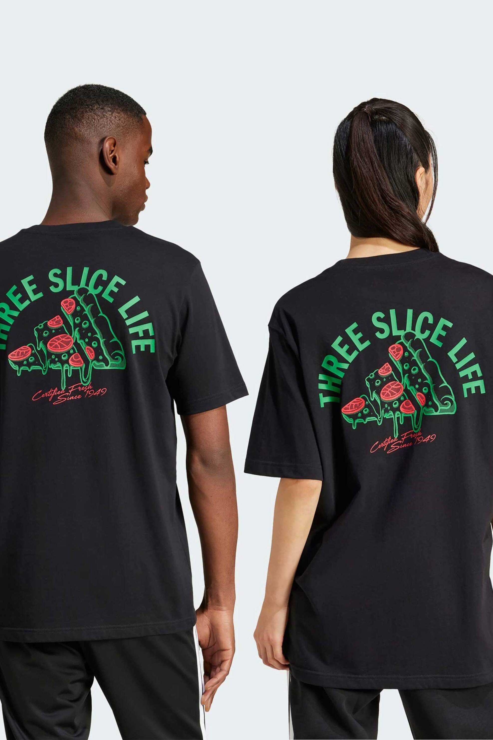 Adidas unisex T-shirt Regular Fit "Lounge Pizza Graphic" - JM0347 Μαύρο φωτογραφία