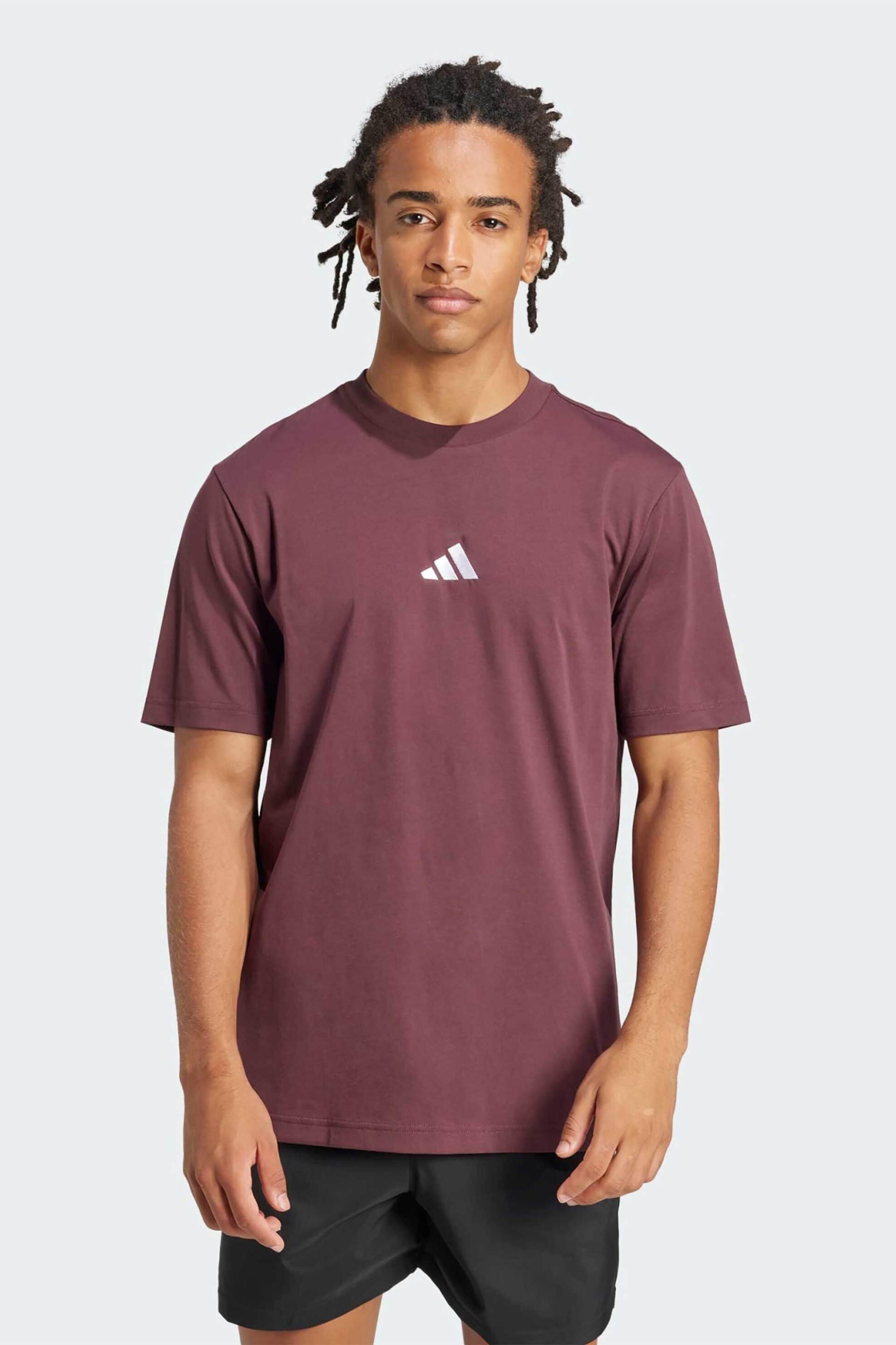 ADIDAS Adidas ανδρικό T-shirt Regular Fit "Essentials Small Logo" - JF1098 Μπορντό