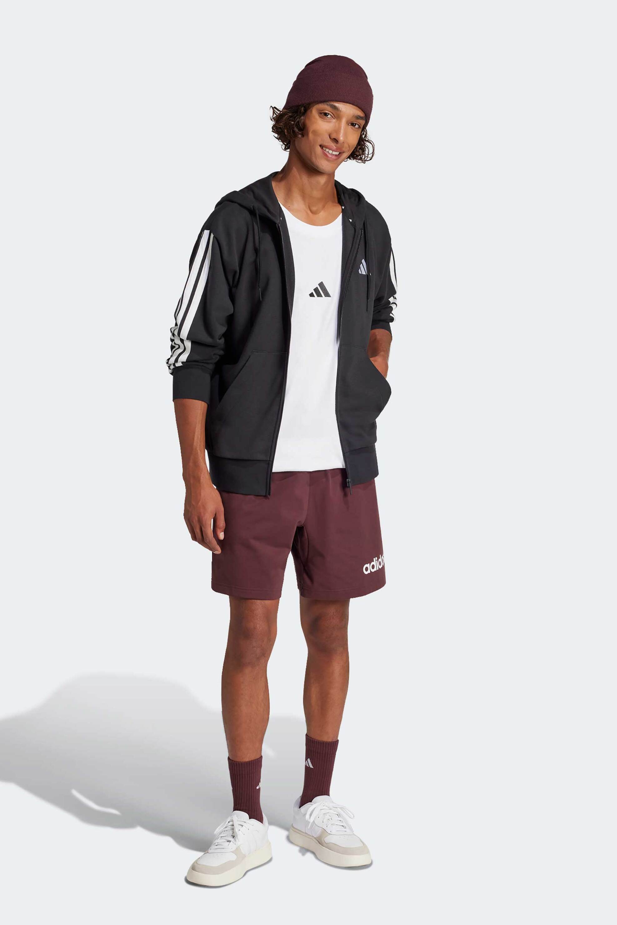 ADIDAS Adidas ανδρικό σορτς Regular Fit "Essentials Linear Single Jersey" - JE9015 Μπορντό