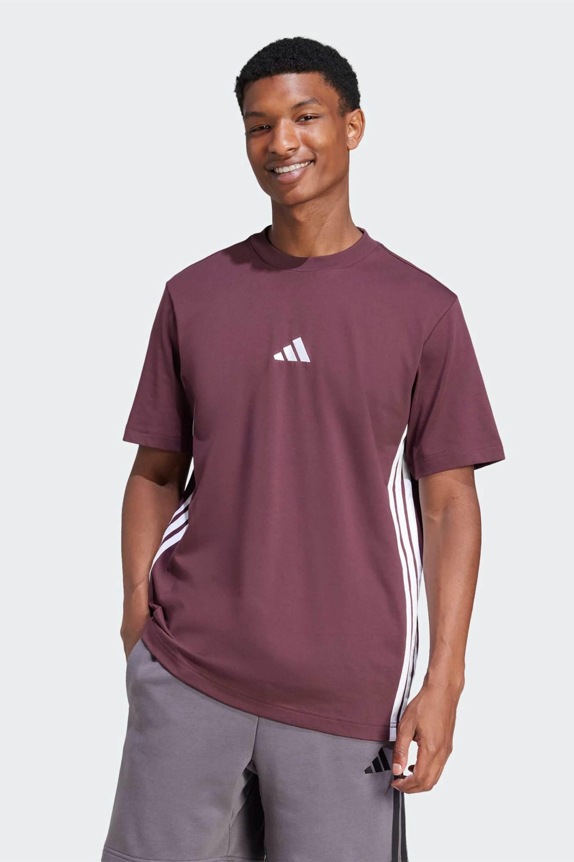 ADIDAS Adidas ανδρικό T-shirt Classic Fit "Essentials 3-Stripes" - JE6394 Μπορντό