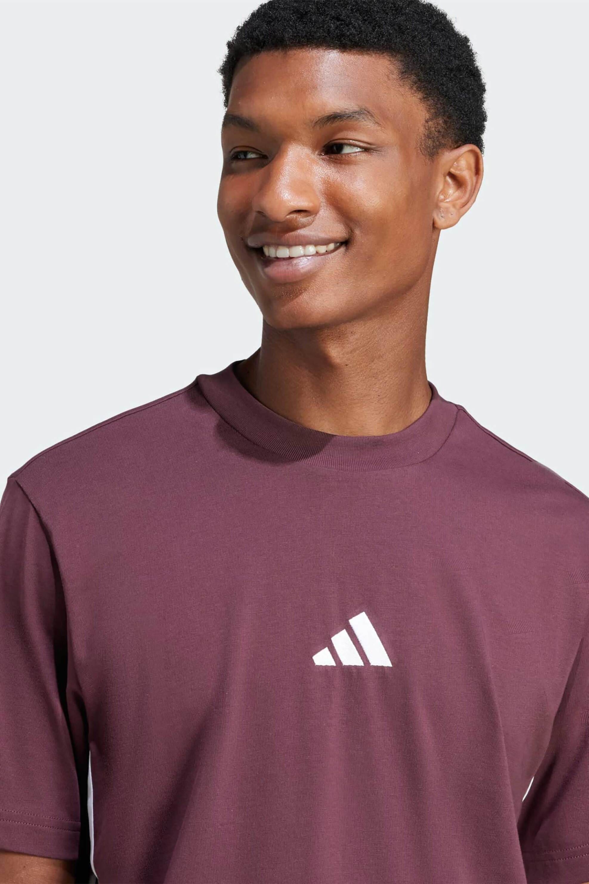 Adidas ανδρικό T-shirt Classic Fit "Essentials 3-Stripes" - JE6394 Μπορντό φωτογραφία