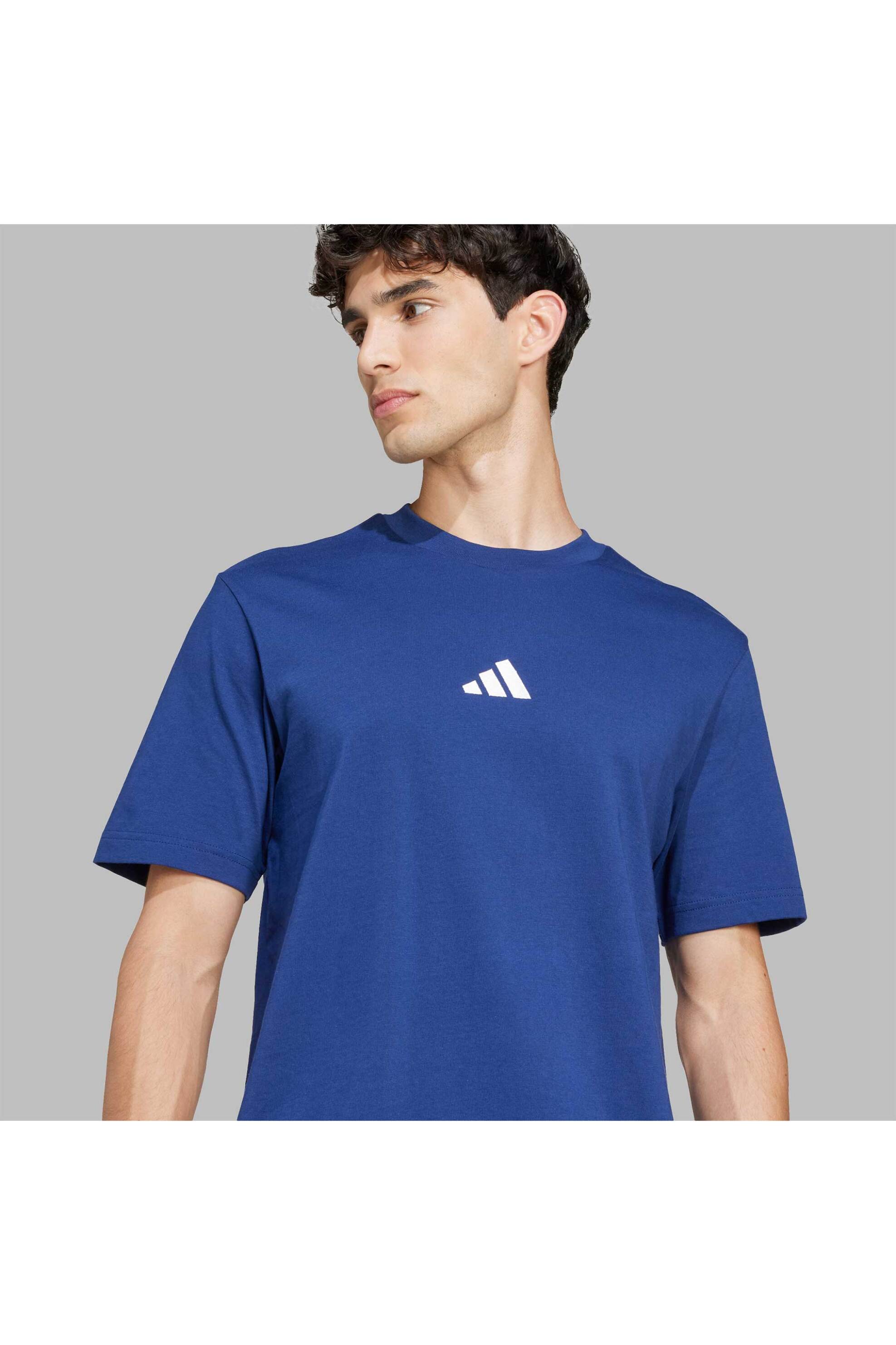 Adidas ανδρικό T-shirt Regular Fit "Essentials Small Logo" - JF1093 Μπλε φωτογραφία