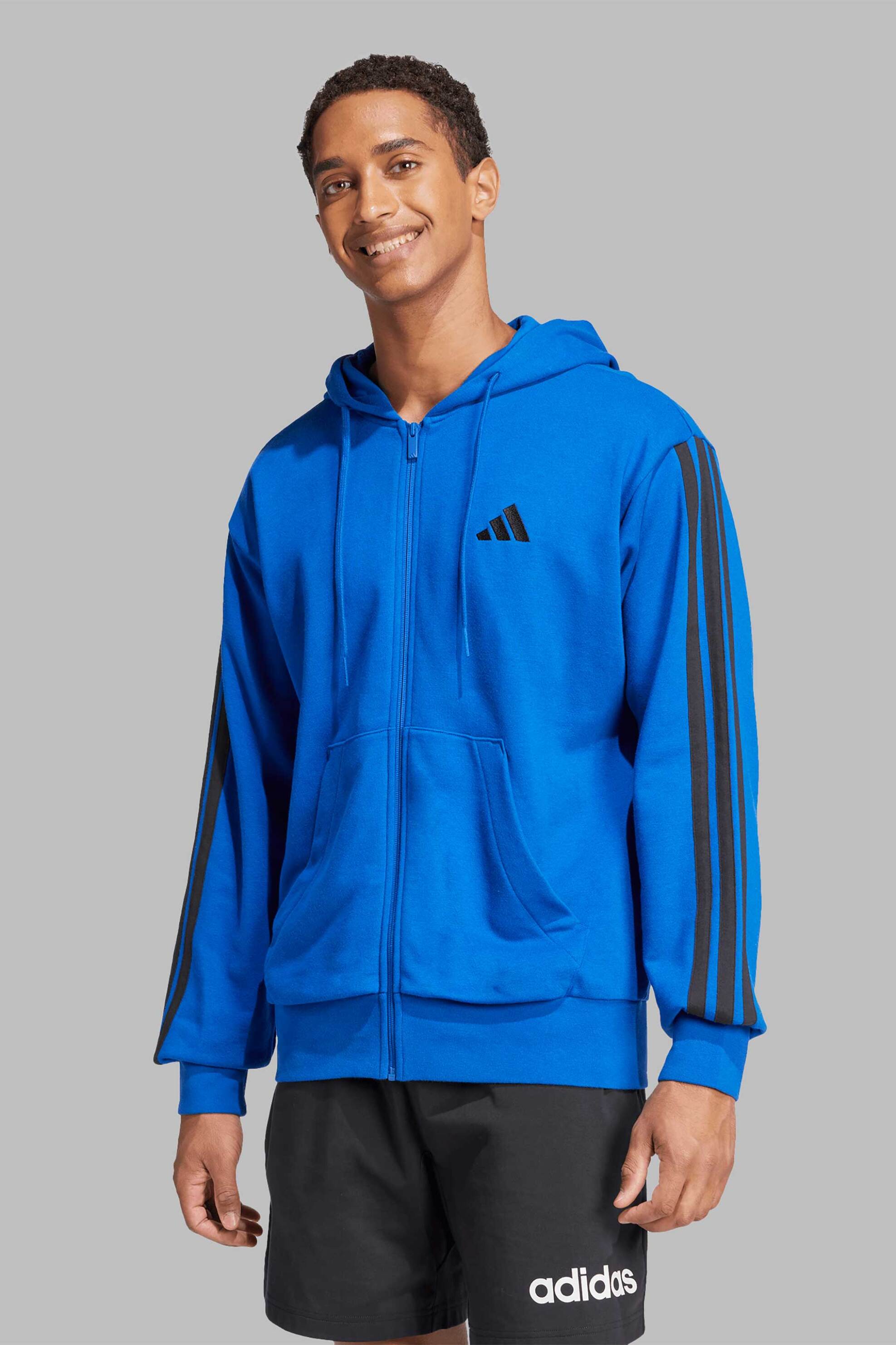 ADIDAS Adidas ανδρική ζακέτα φούτερ Regular Fit "Essentials 3-Stripes French Terry" - JF3684 Μπλε