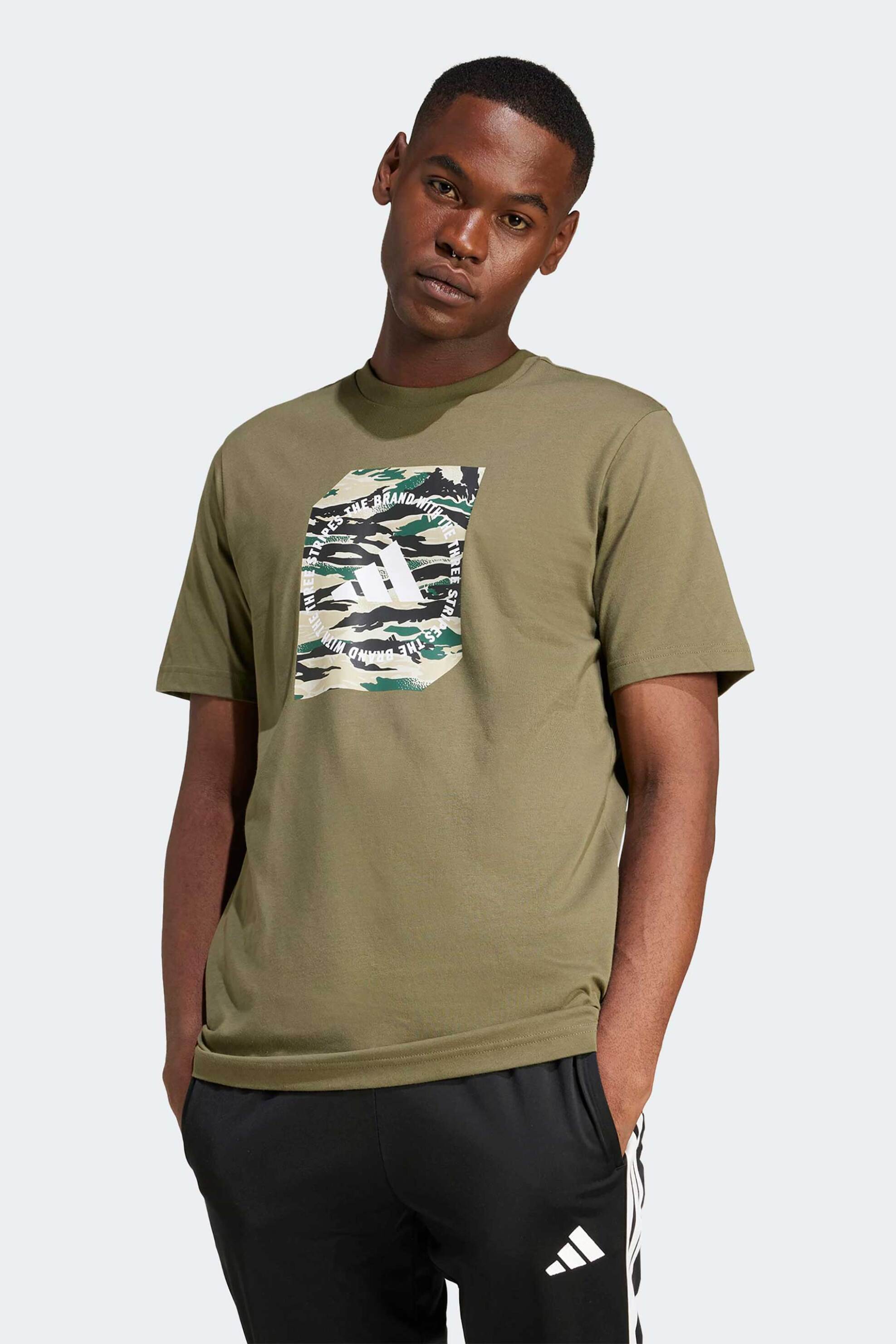 Adidas ανδρικό T-shirt Regular Fit "Camo Shape Graphic" - JM0388 Λαδί