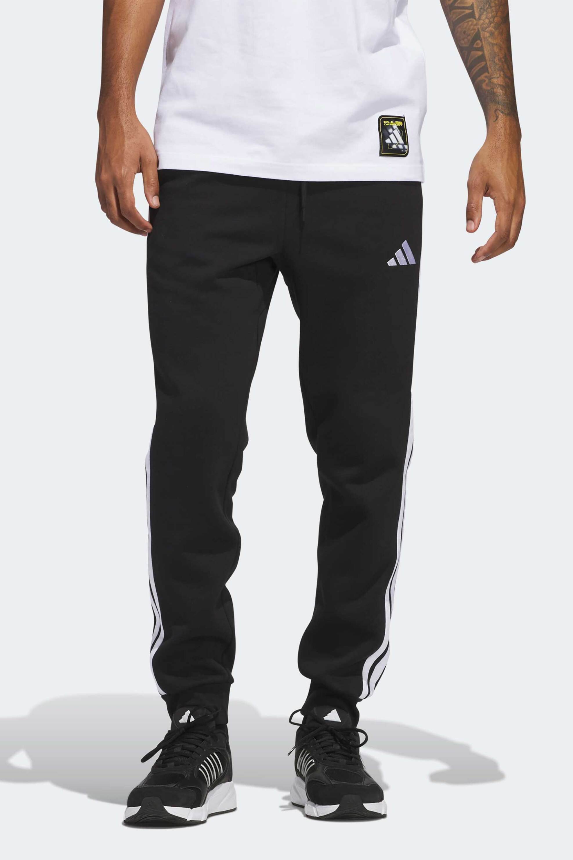 Adidas ανδρικό παντελόνι φόρμας Regular Fit "Essentials 3-Stripes Fleece" - JD1861 Μαύρο