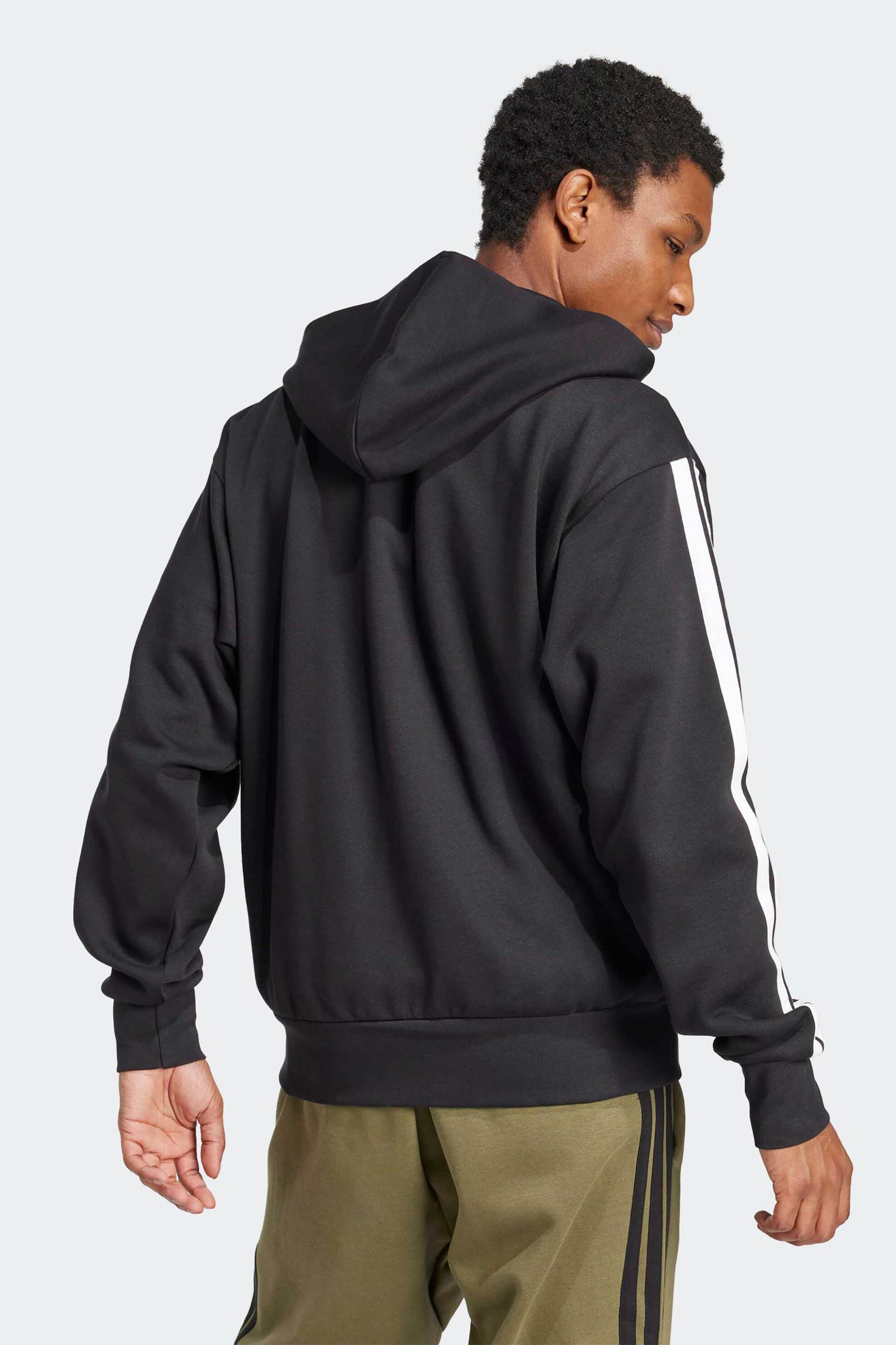 Adidas ανδρική ζακέτα φούτερ με κουκούλα Regular Fit "Essentials 3-Stripes Fleece" - JD1870 Μαύρο φωτογραφία