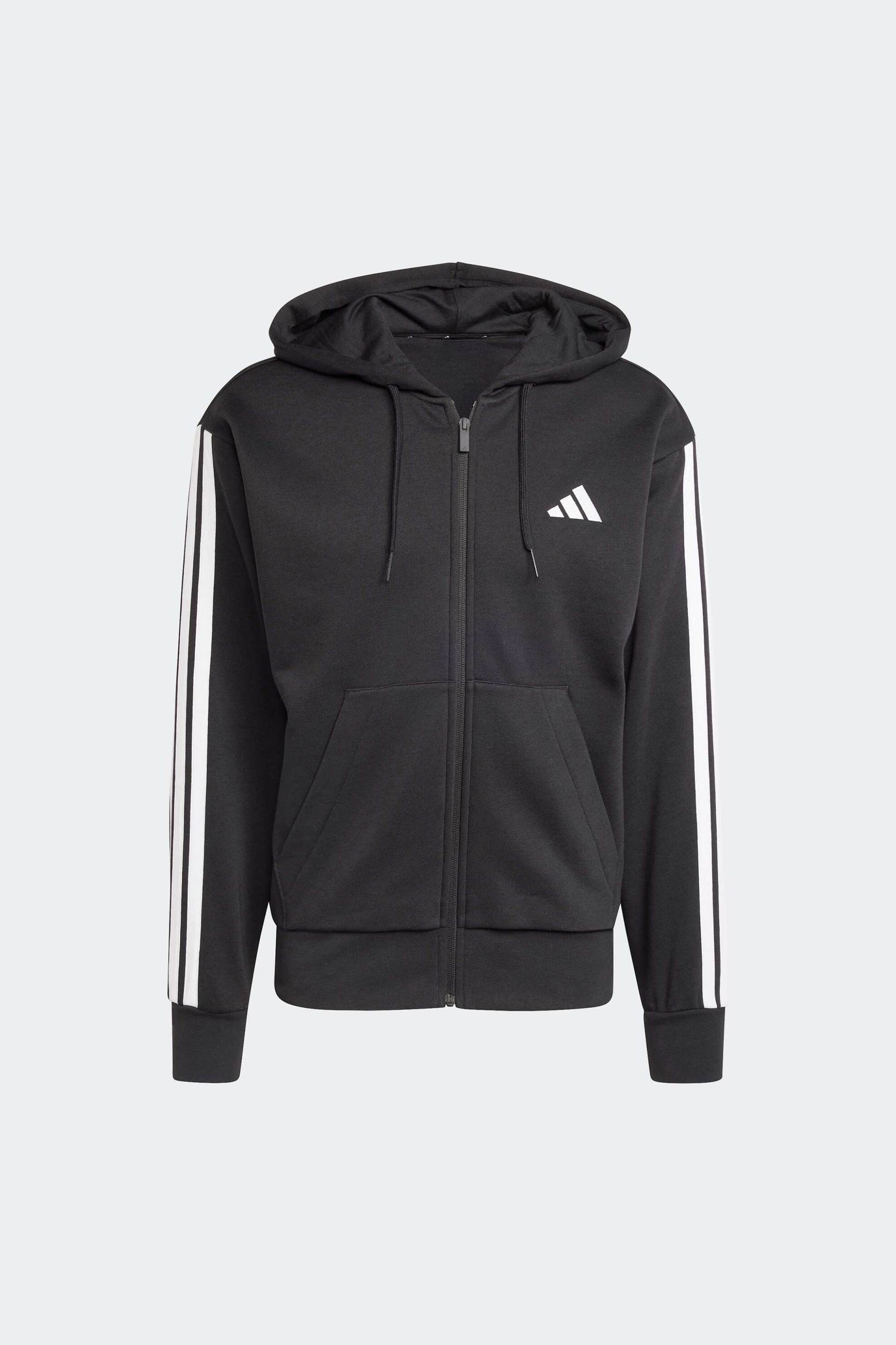 Adidas ανδρική ζακέτα φούτερ με κουκούλα Regular Fit "Essentials 3-Stripes Fleece" - JD1870 Μαύρο φωτογραφία