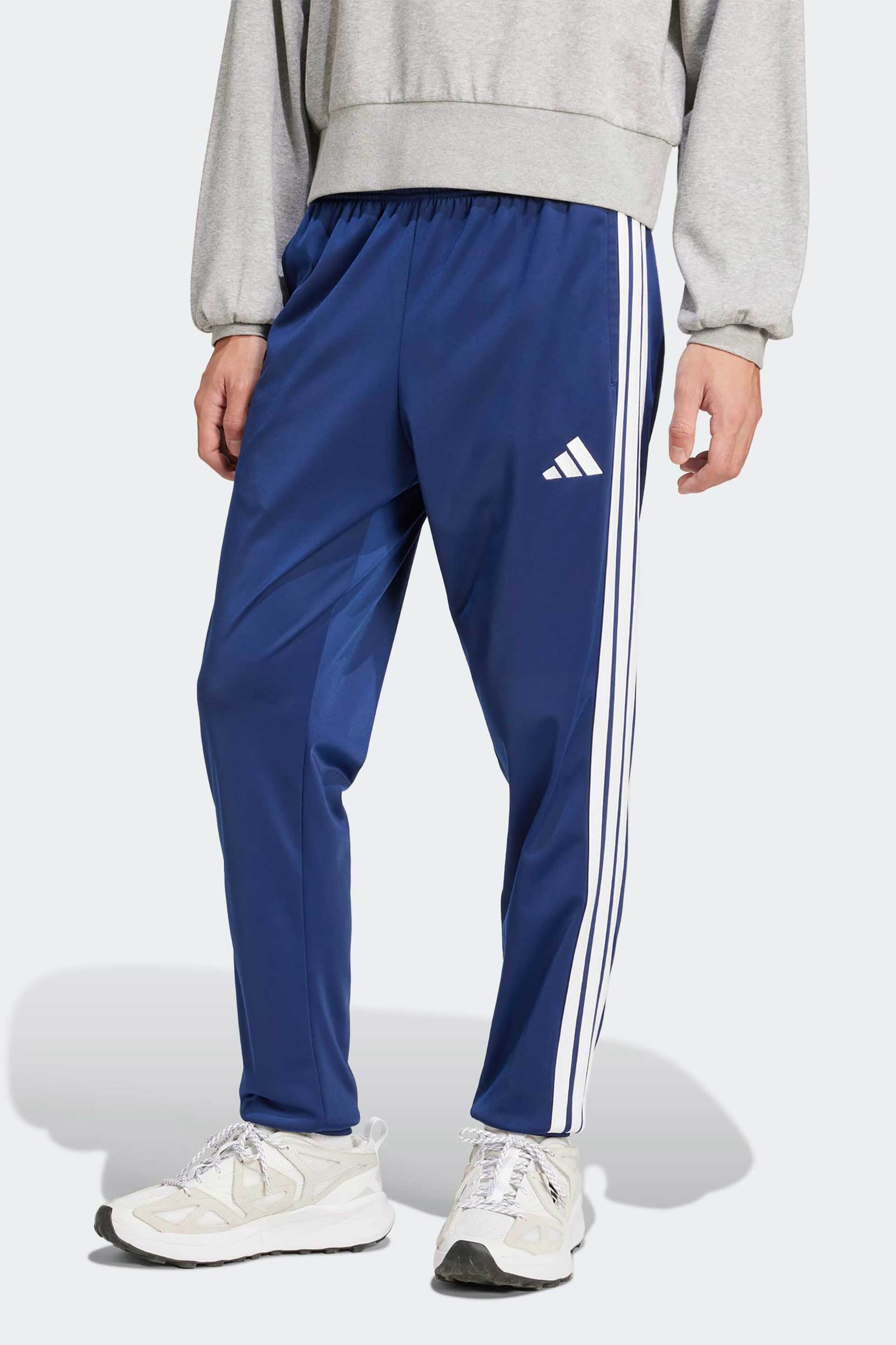 Adidas ανδρικό παντελόνι φόρμας Regular Tapered Fit "3-Stripes Tricot" - JI8812 Μπλε