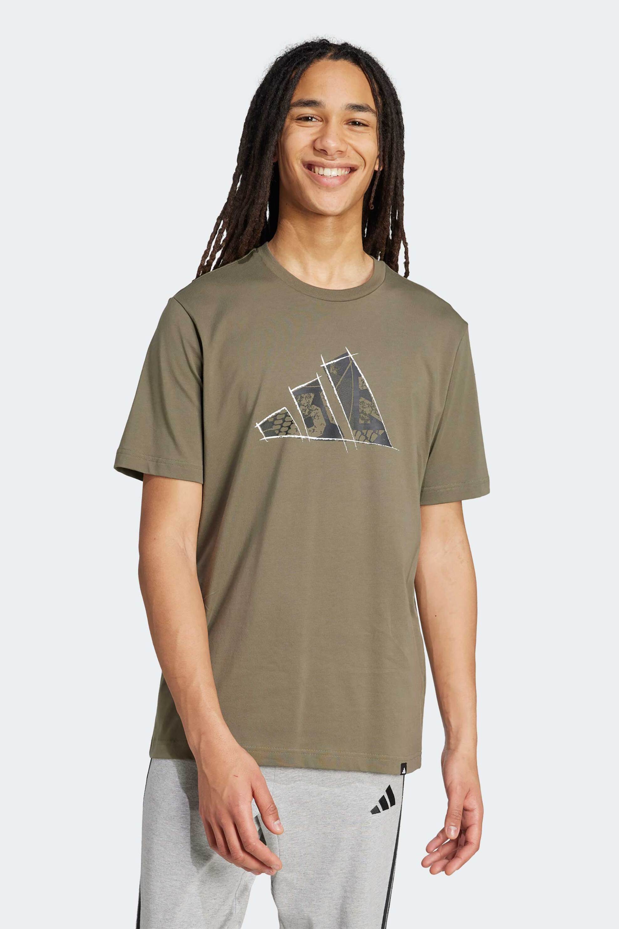 Adidas ανδρικό T-shirt Regular Fit "Photo Logo" - KA9801 Λαδί