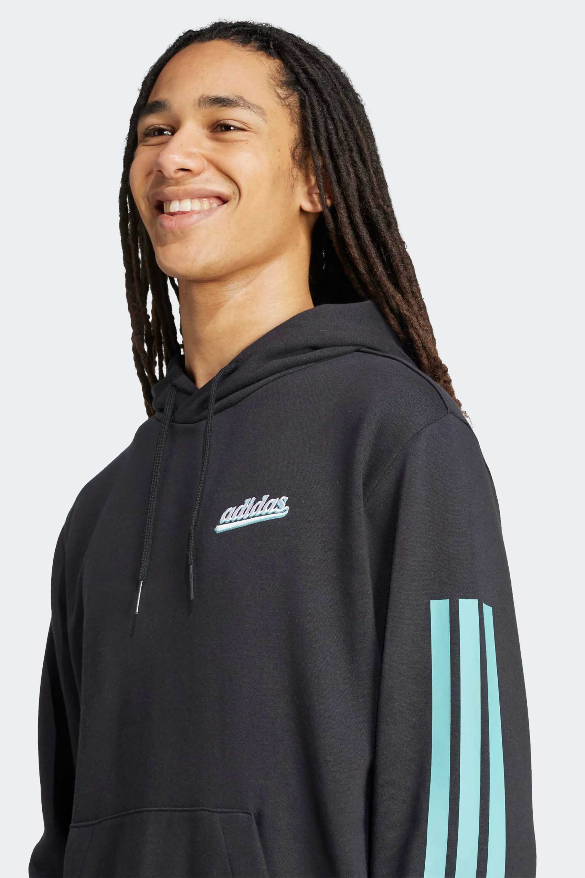 Adidas ανδρική μπλούζα φούτερ με κουκούλα Regular Fit "Essentials 3-Stripes Color Script" - KD2265 Μαύρο φωτογραφία