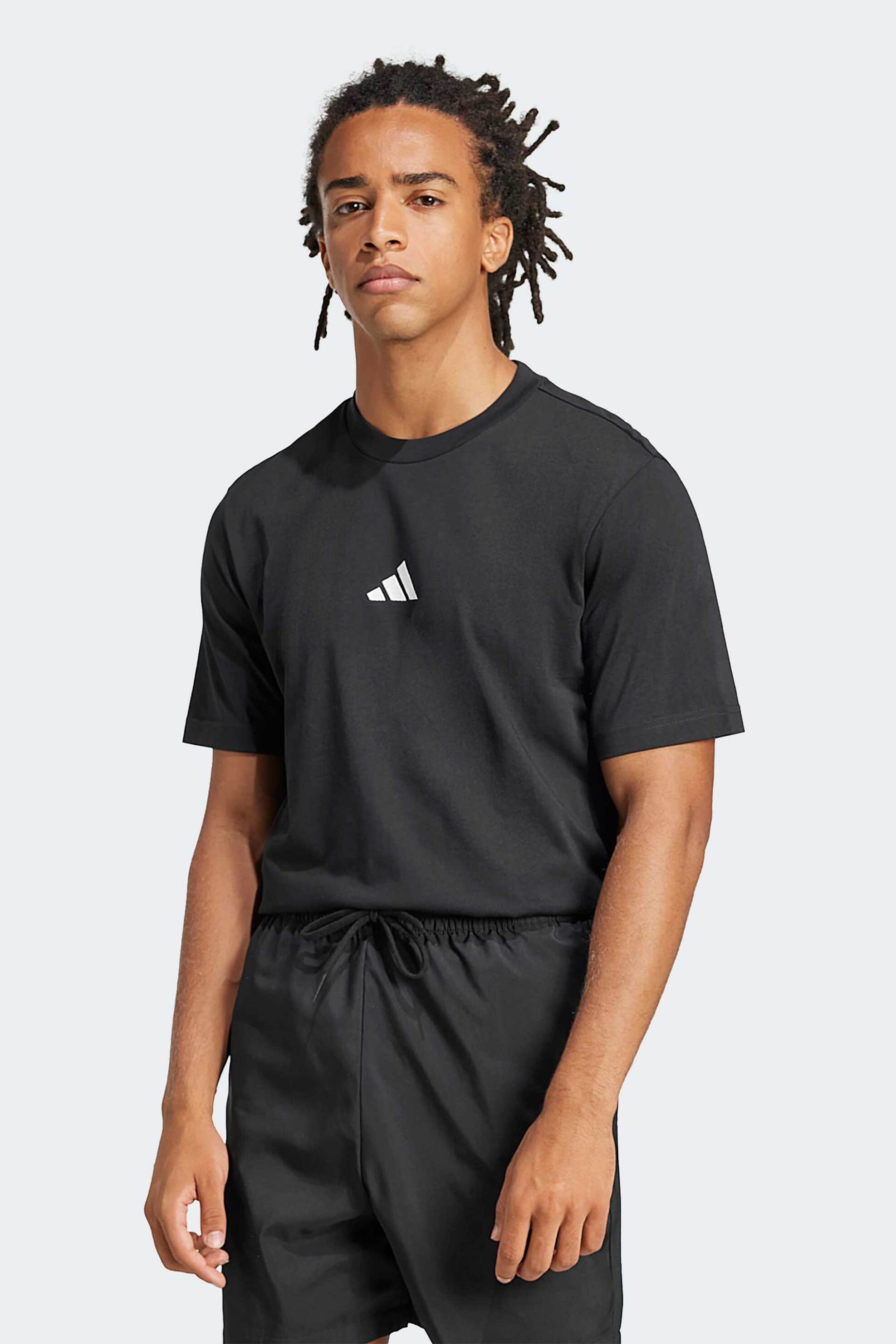 Adidas ανδρικό T-shirt Regular Fit "Essentials Small Logo" - JE9024 Μαύρο