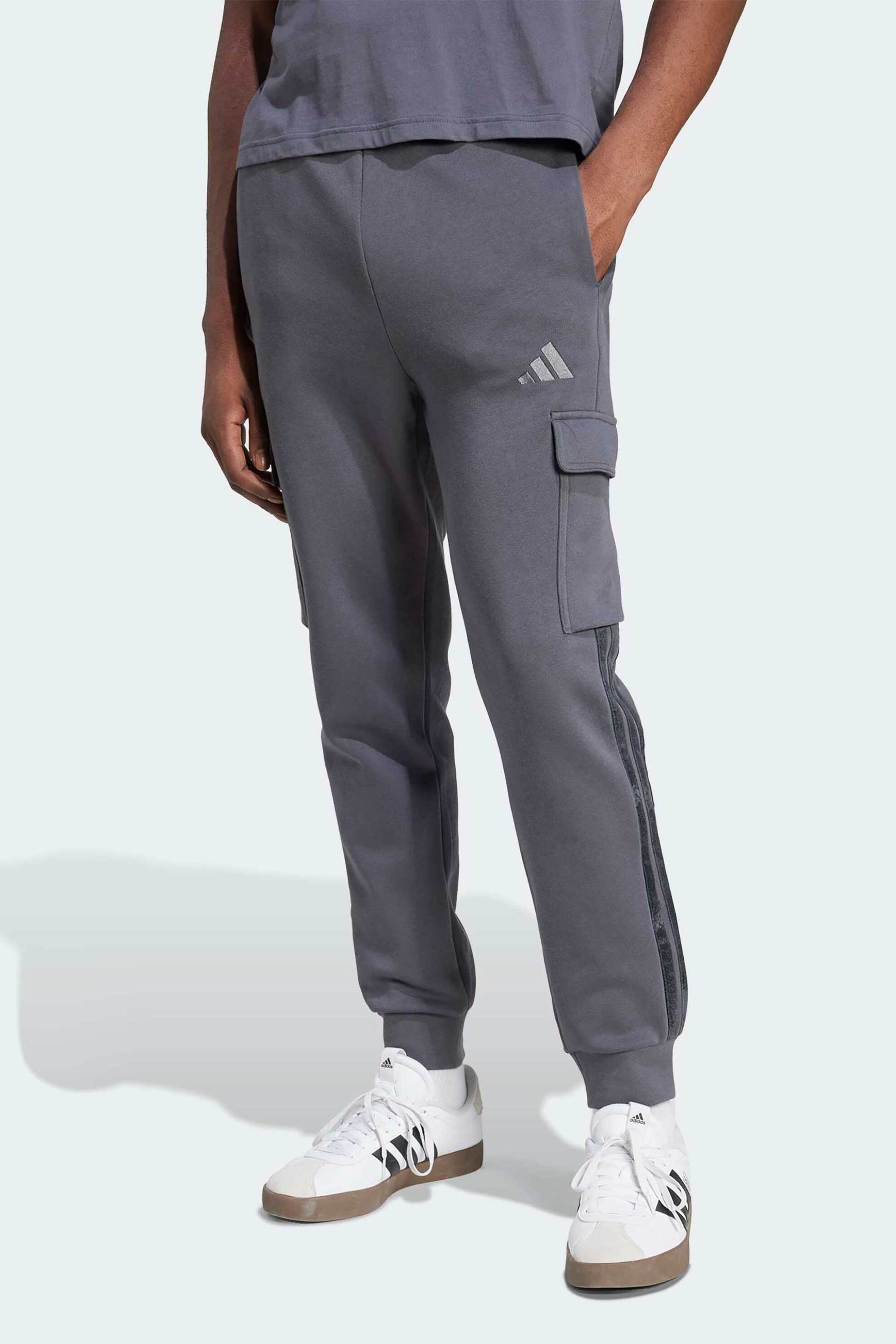 Adidas ανδρικό παντελόνι φόρμας με λογότυπο Regular Fit "Sea AOP" - JM1716 Γκρι Σκούρο