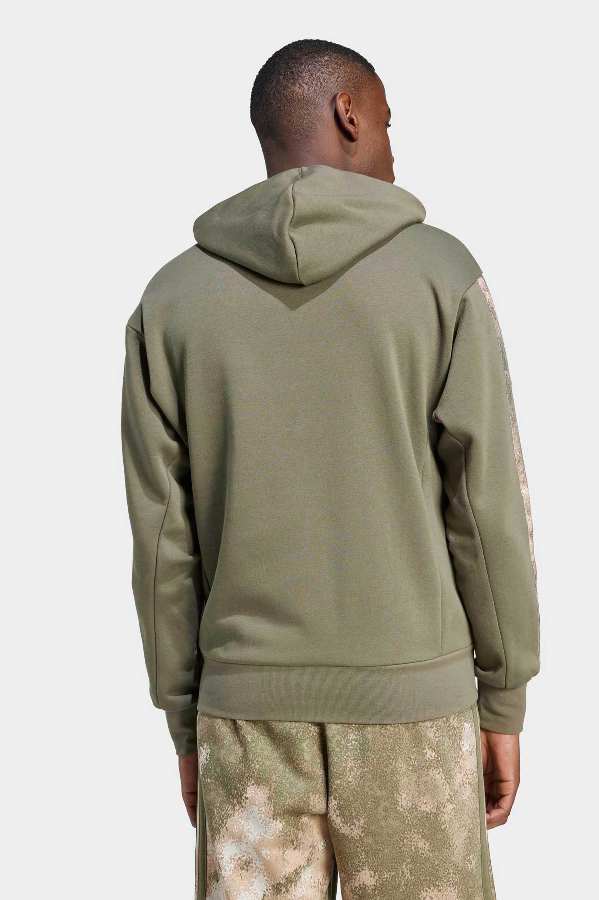 Adidas ανδρική μπλούζα φούτερ με κουκούλα Regular Fit "Seasonal Aop" - JM1723 Λαδί φωτογραφία