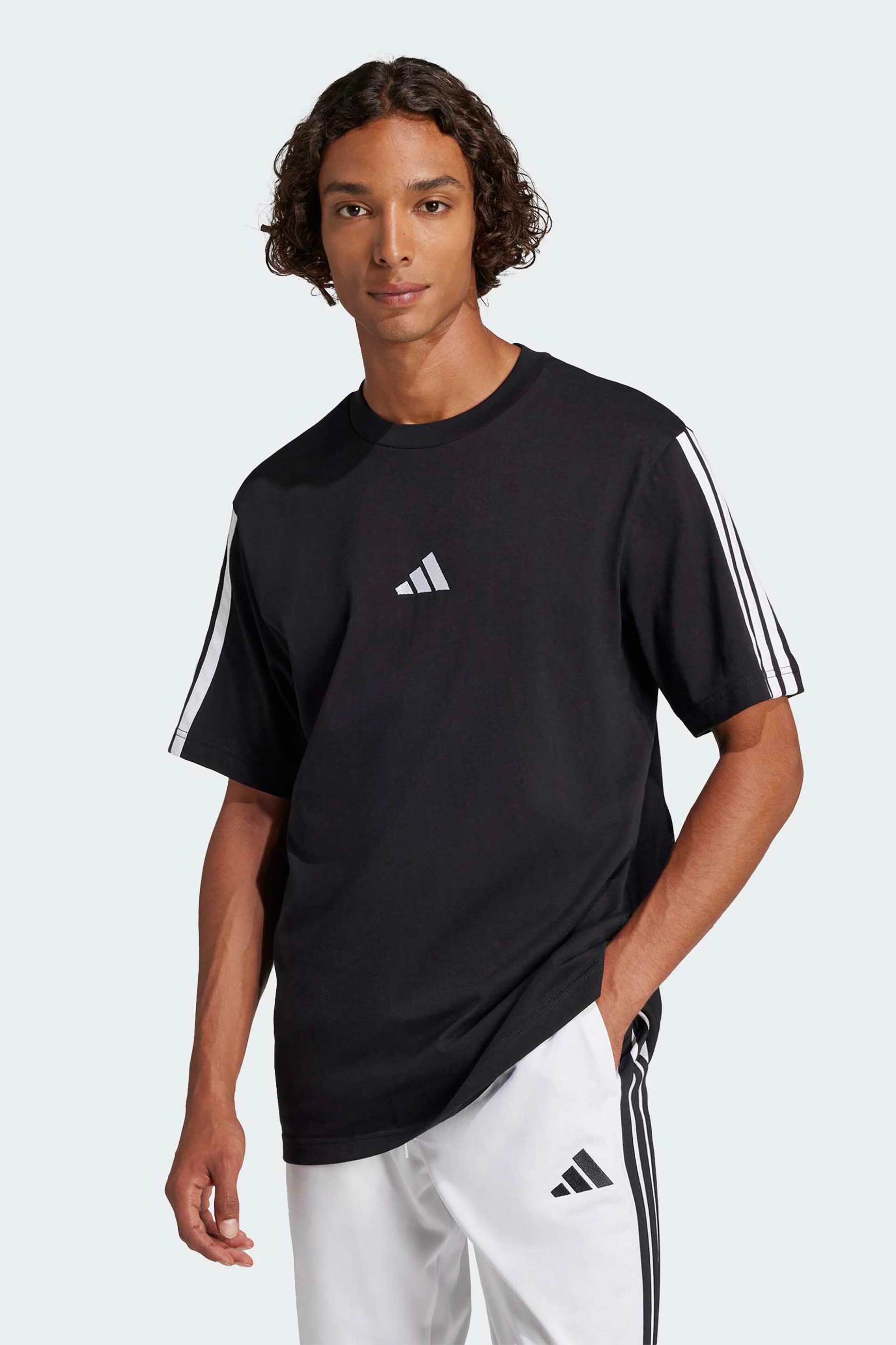 Adidas ανδρικό T-shirt Regular Fit "Essentials 3-Stripes" - JW1949 Μαύρο