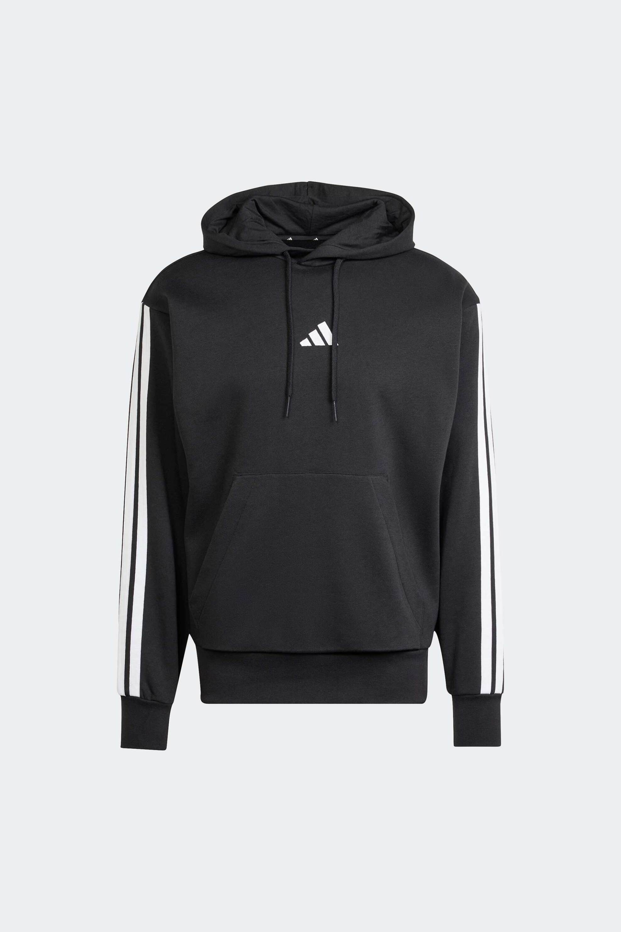Adidas ανδρική μπλούζα φούτερ με κουκούλα Regular Fit "Essentials 3-Stripes Fleece" - JE6297 Μαύρο φωτογραφία