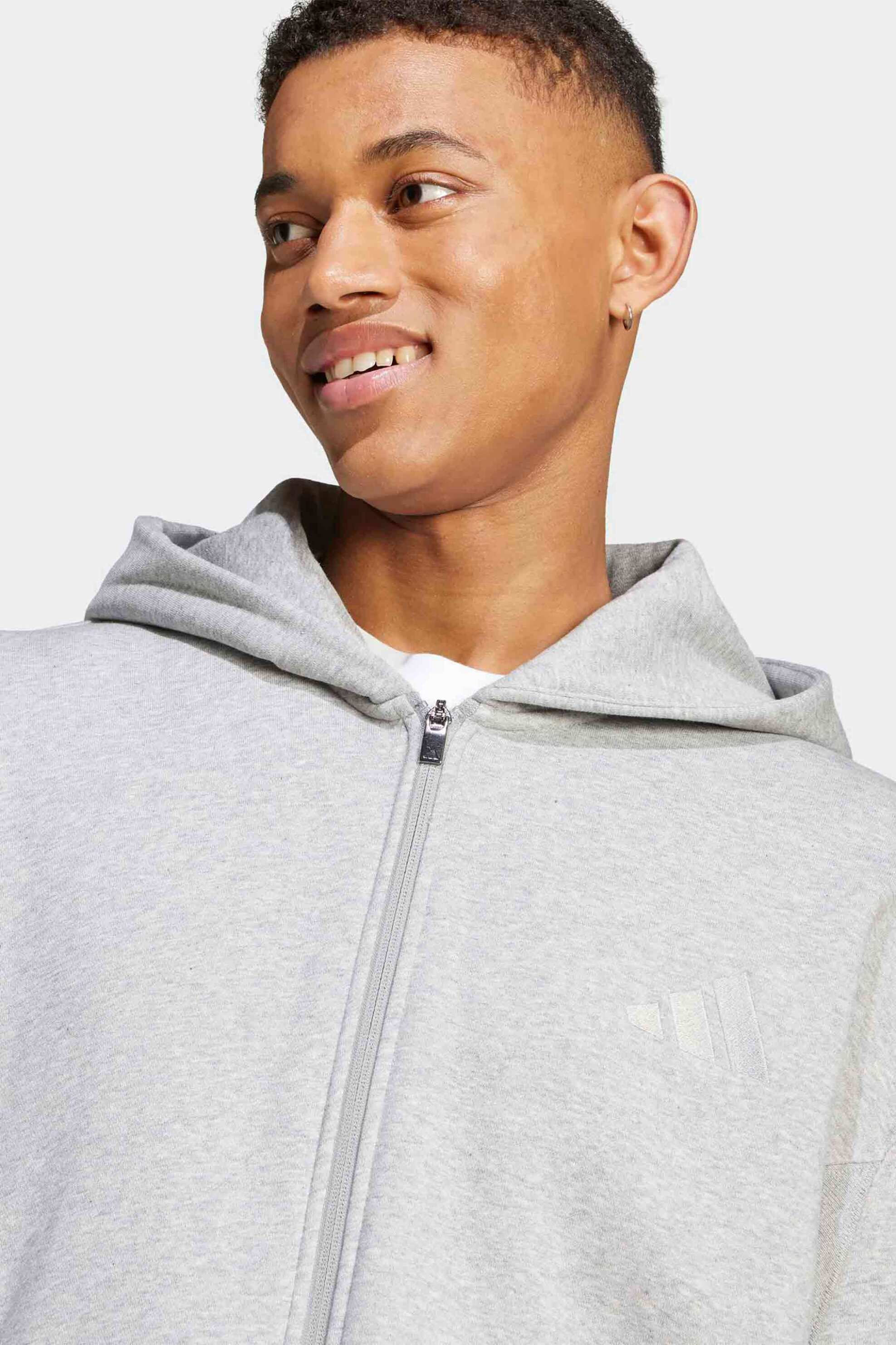 Adidas ανδρική ζακέτα φούτερ με κουκούλα Loose Fit "ALL SZN Fleece" - IY4159 Γκρι φωτογραφία