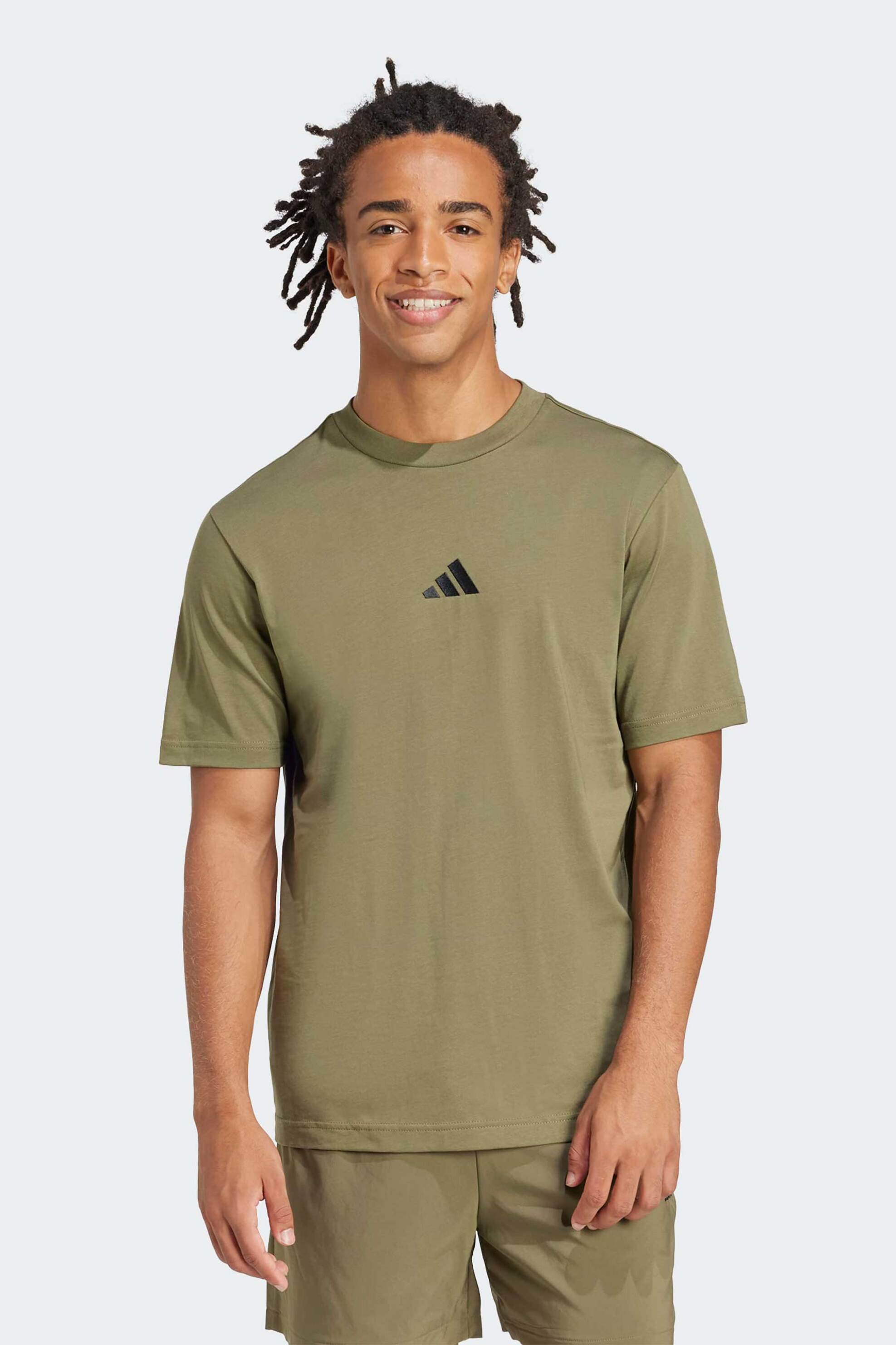 Adidas ανδρικό T-shirt Regular Fit "Essentials Small Logo" - JF1097 Λαδί