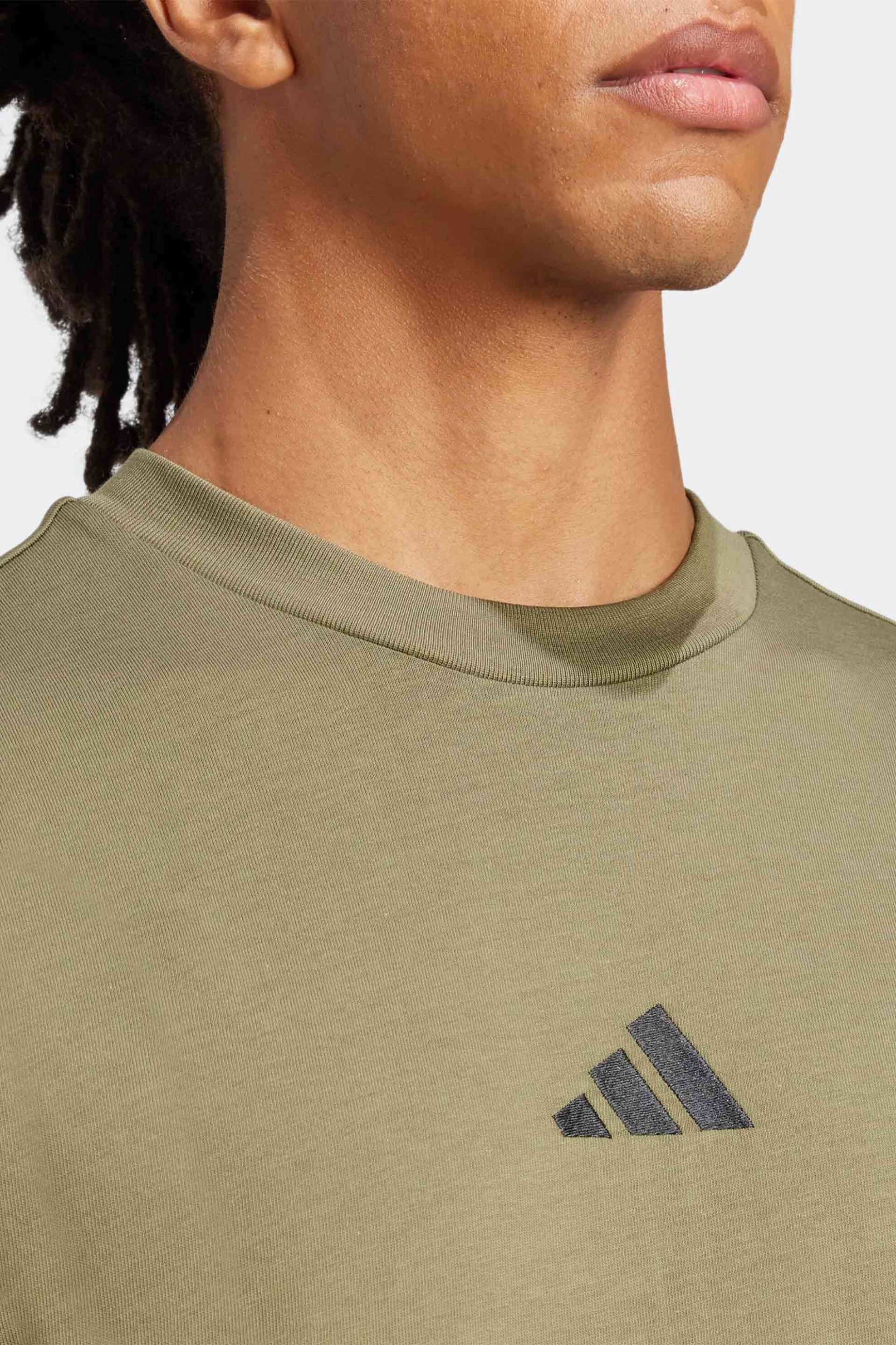 Adidas ανδρικό T-shirt Regular Fit "Essentials Small Logo" - JF1097 Λαδί φωτογραφία