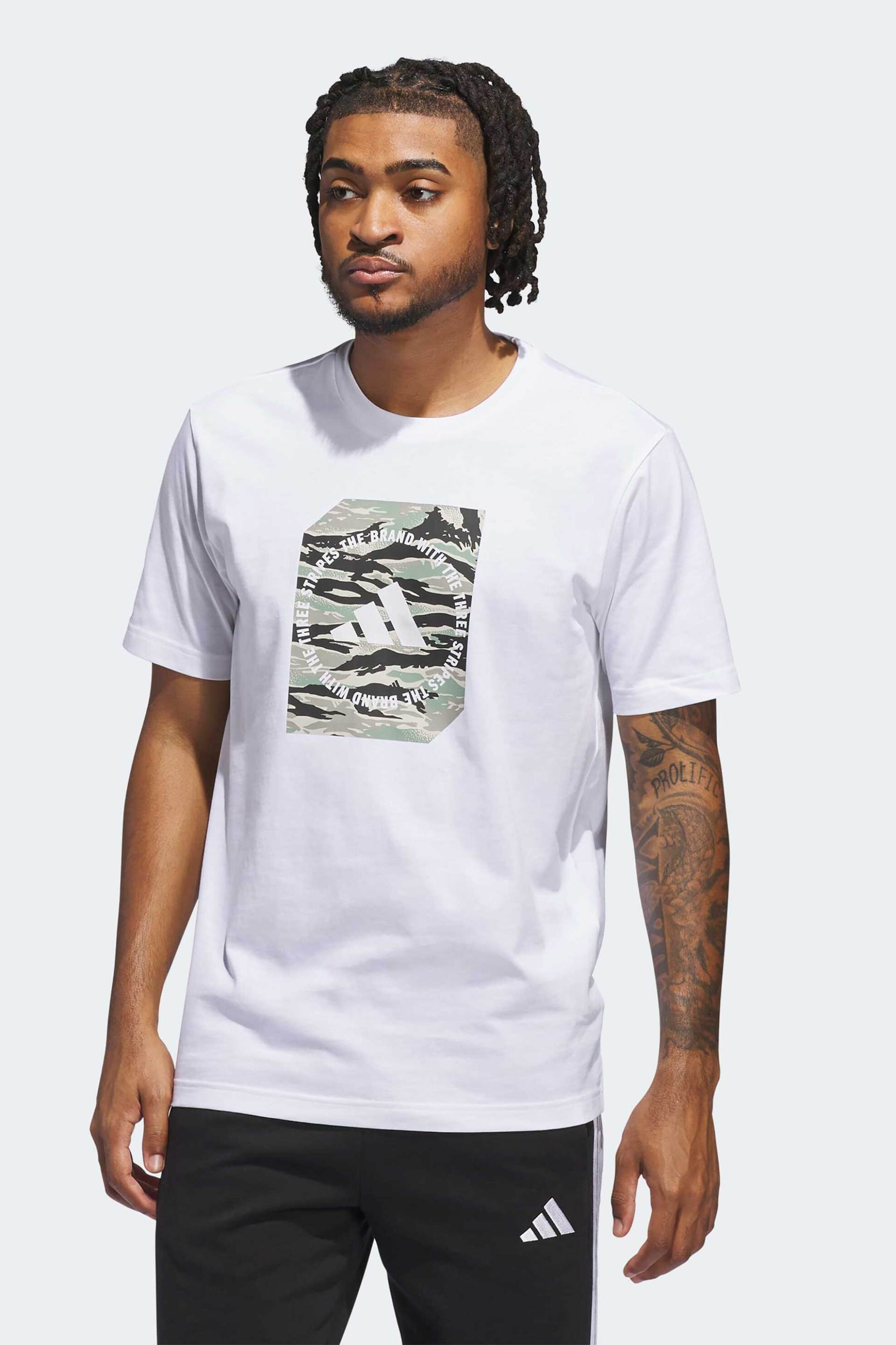 Adidas ανδρικό T-shirt Regular Fit "Camo Shape Graphic" - JM0387 Λευκό
