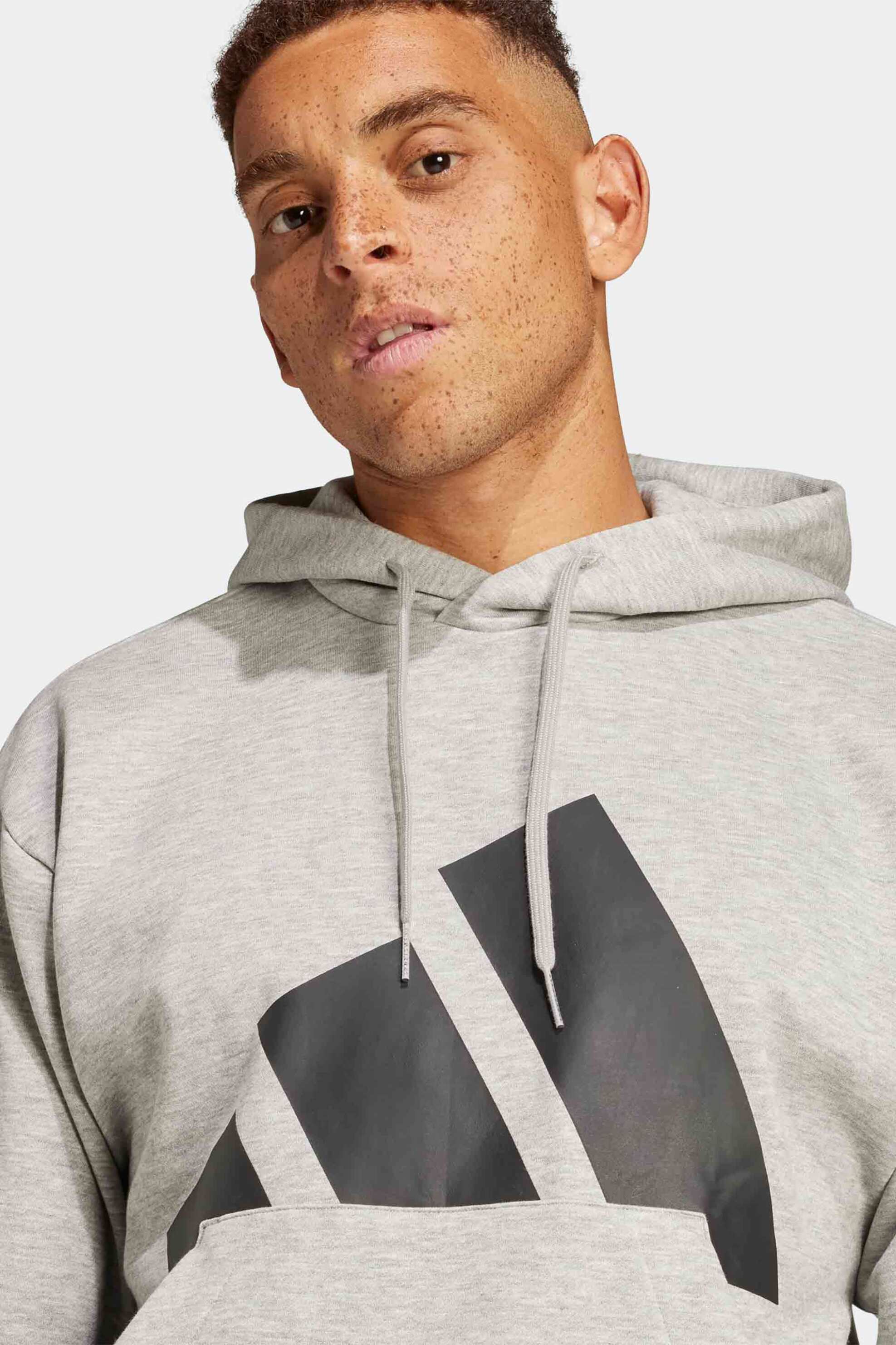 Adidas ανδρική μπλούζα φούτερ με κουκούλα Regular Fit "Essentials Big Logo Fleece" - IN6160 Γκρι φωτογραφία