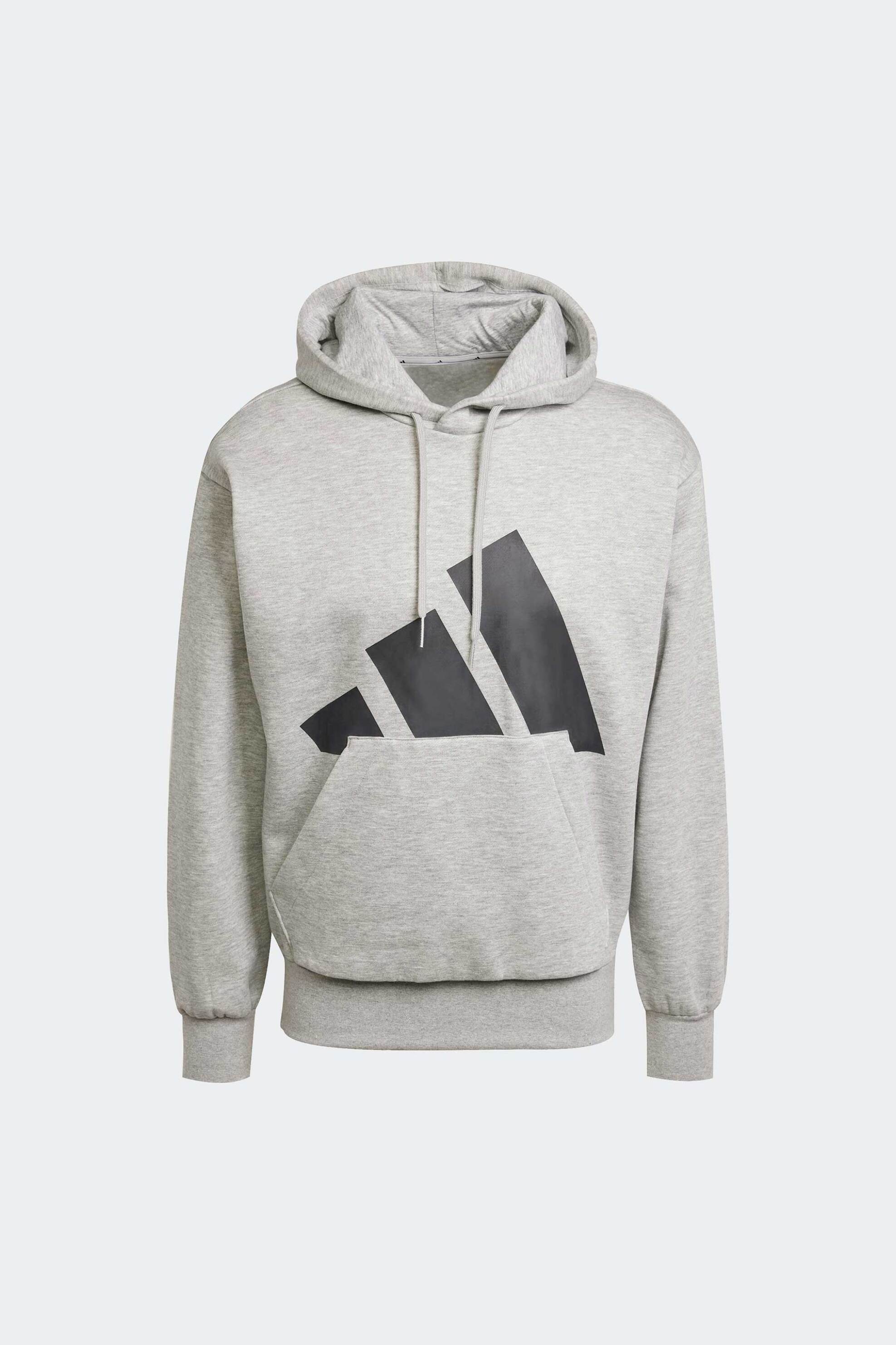 Adidas ανδρική μπλούζα φούτερ με κουκούλα Regular Fit "Essentials Big Logo Fleece" - IN6160 Γκρι φωτογραφία