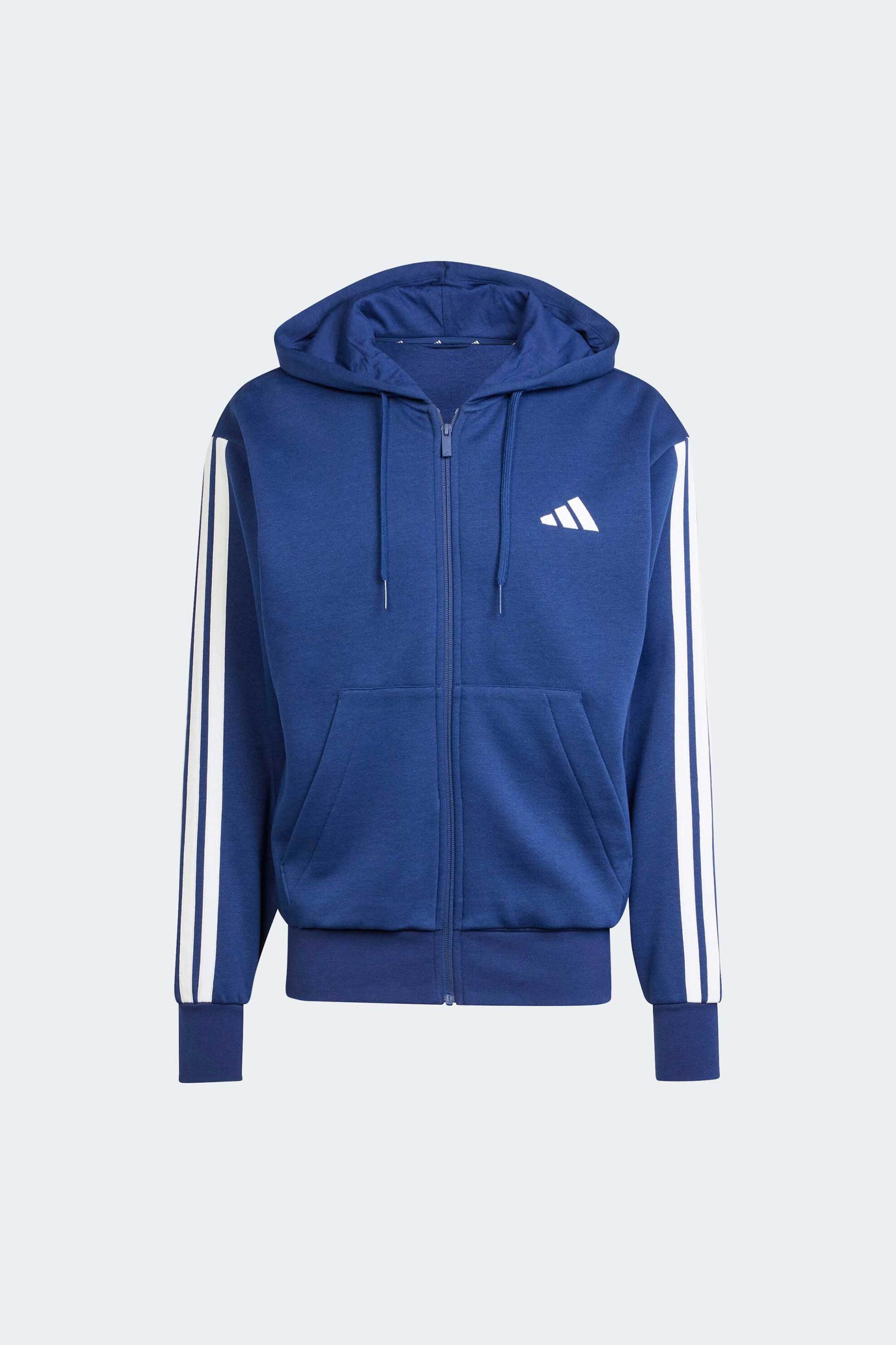 Adidas ανδρική ζακέτα φούτερ με κουκούλα Regular Fit "Essentials 3-Stripes Fleece" - JD1868 Μπλε φωτογραφία