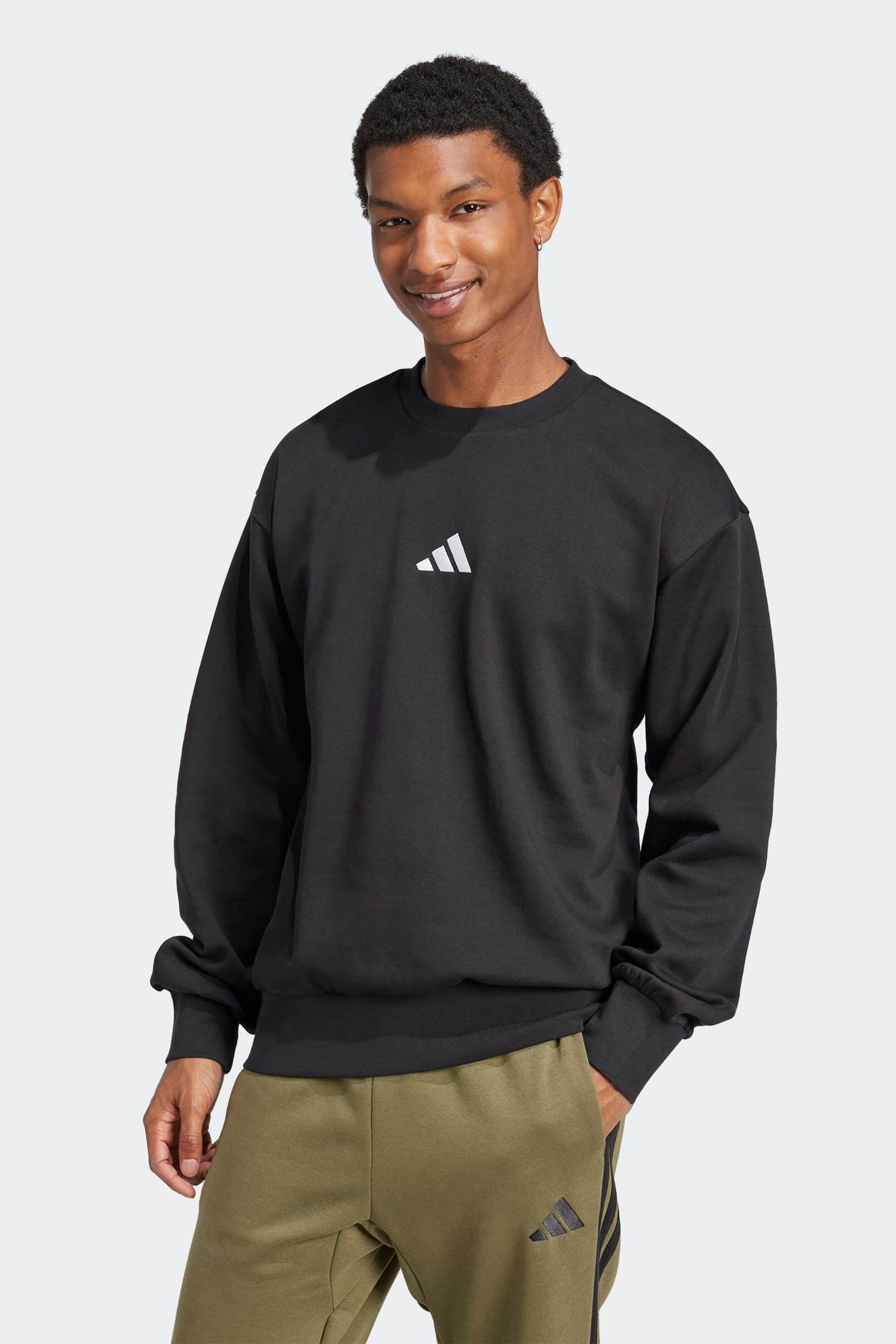 Adidas ανδρική μπλούζα φούτερ Regular Fit "Essentials Feel Cozy Fleece" - JE3794 Μαύρο