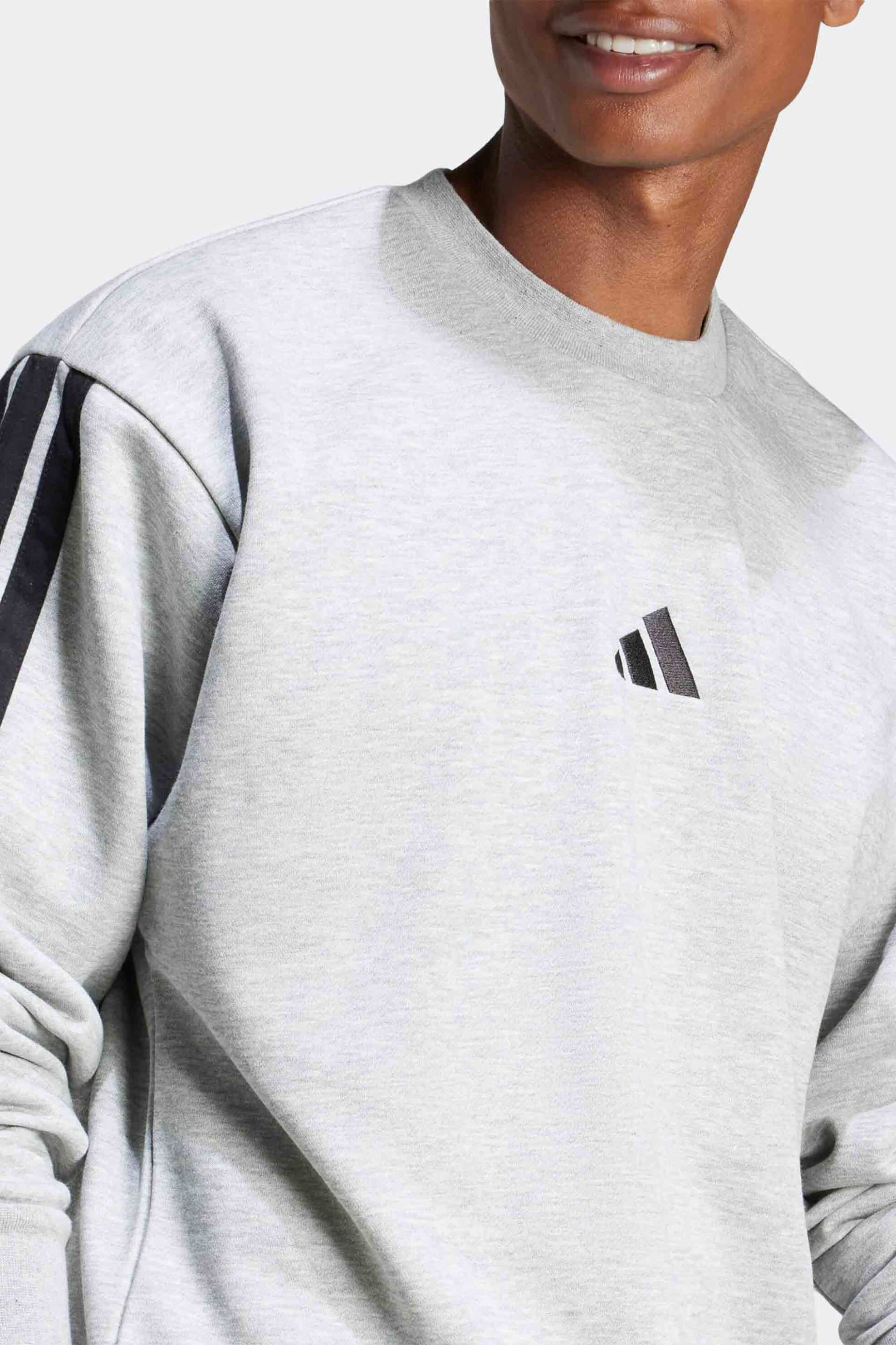 Adidas ανδρική μπλούζα φούτερ Regular Fit "Essentials 3-Stripes Fleece" - JE6308 Γκρι φωτογραφία