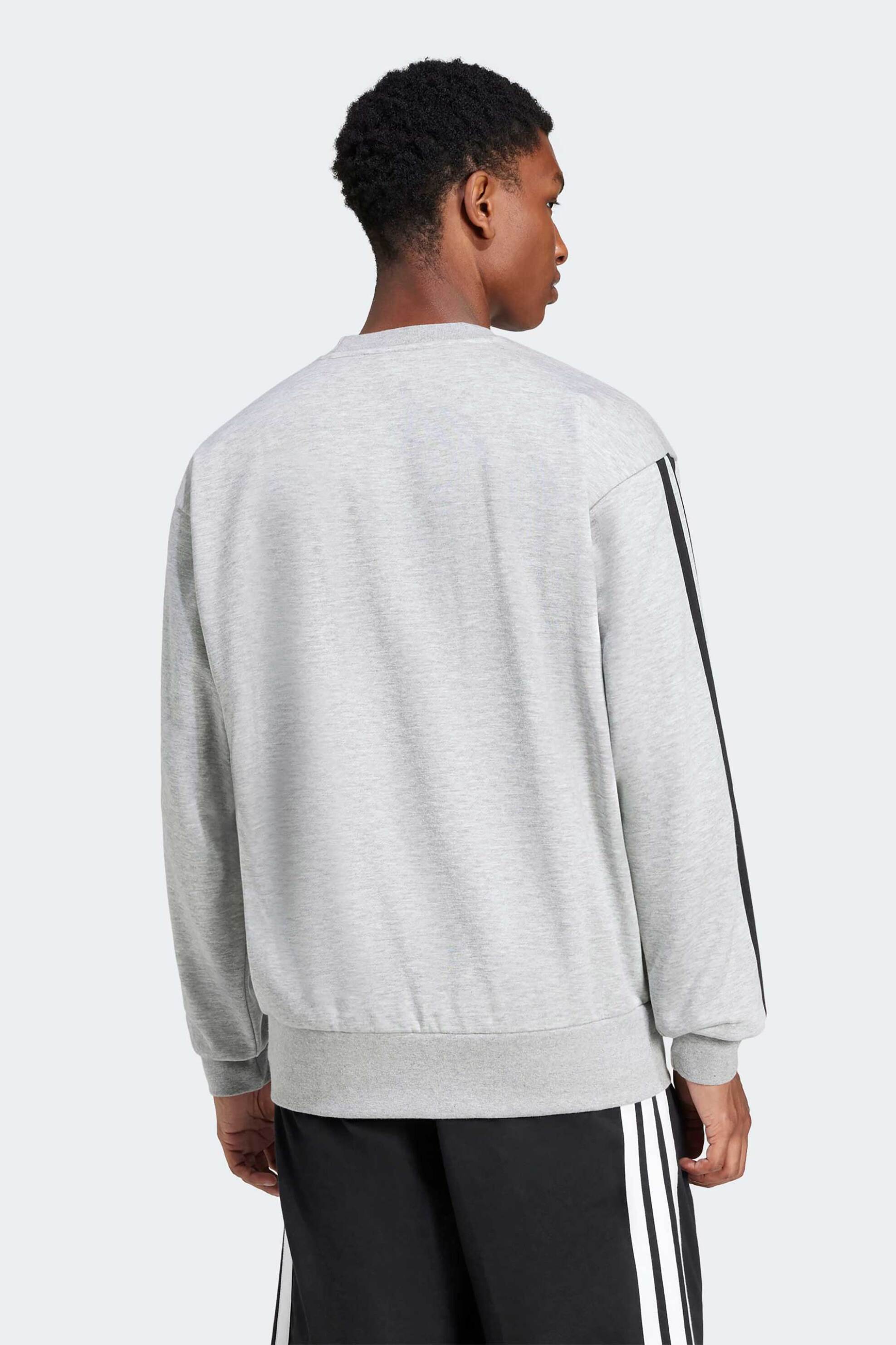 Adidas ανδρική μπλούζα φούτερ Regular Fit "Essentials 3-Stripes Fleece" - JE6308 Γκρι φωτογραφία