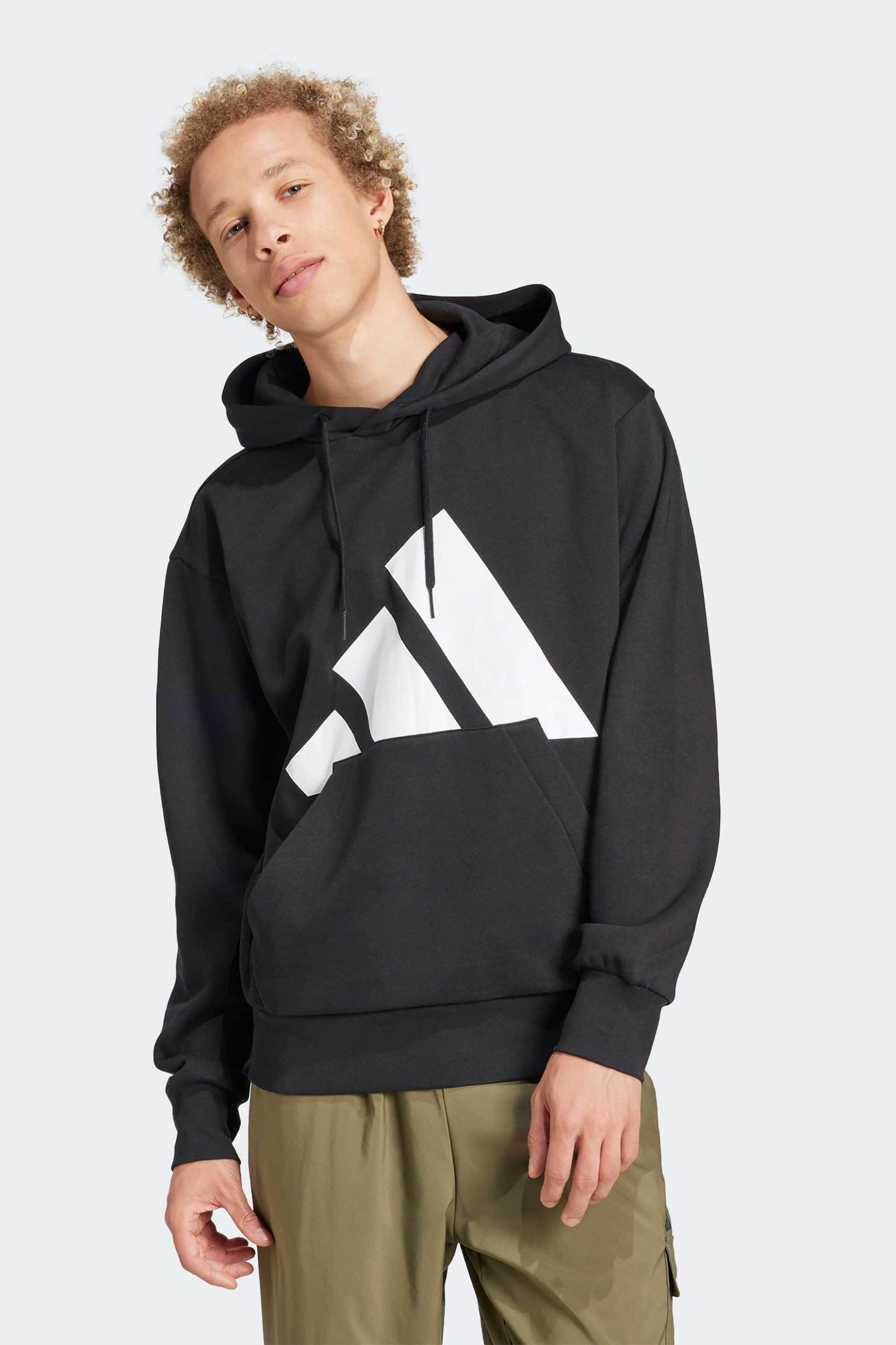 ADIDAS Adidas ανδρική μπλούζα φούτερ με κουκούλα Regular Fit "Essentials Big Logo Fleece" - IN6159 Μαύρο